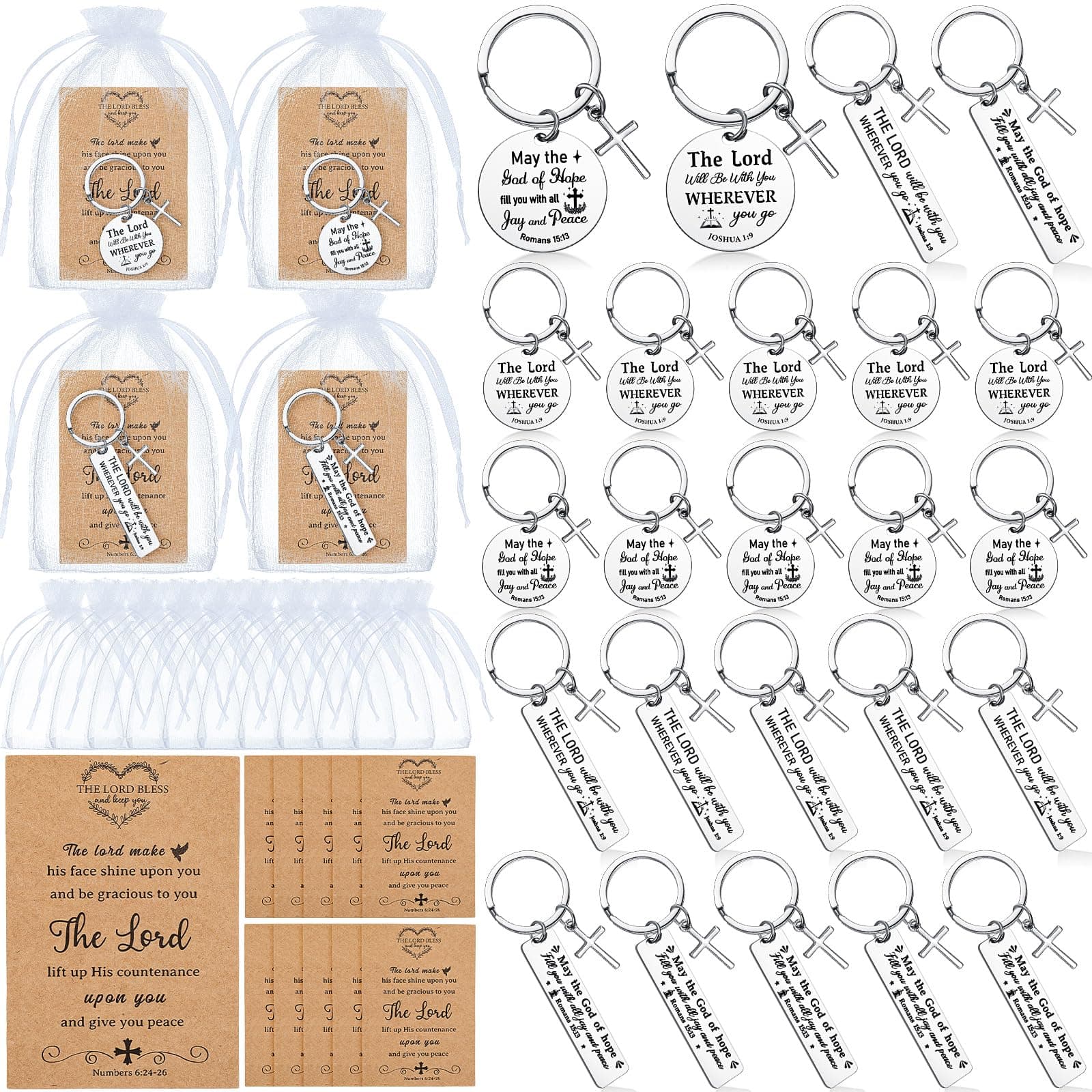 Siifert24 Sets Christian Keychain Bible Verse Cross Keychain Bulk Religious Prayer Gifts for Men Women