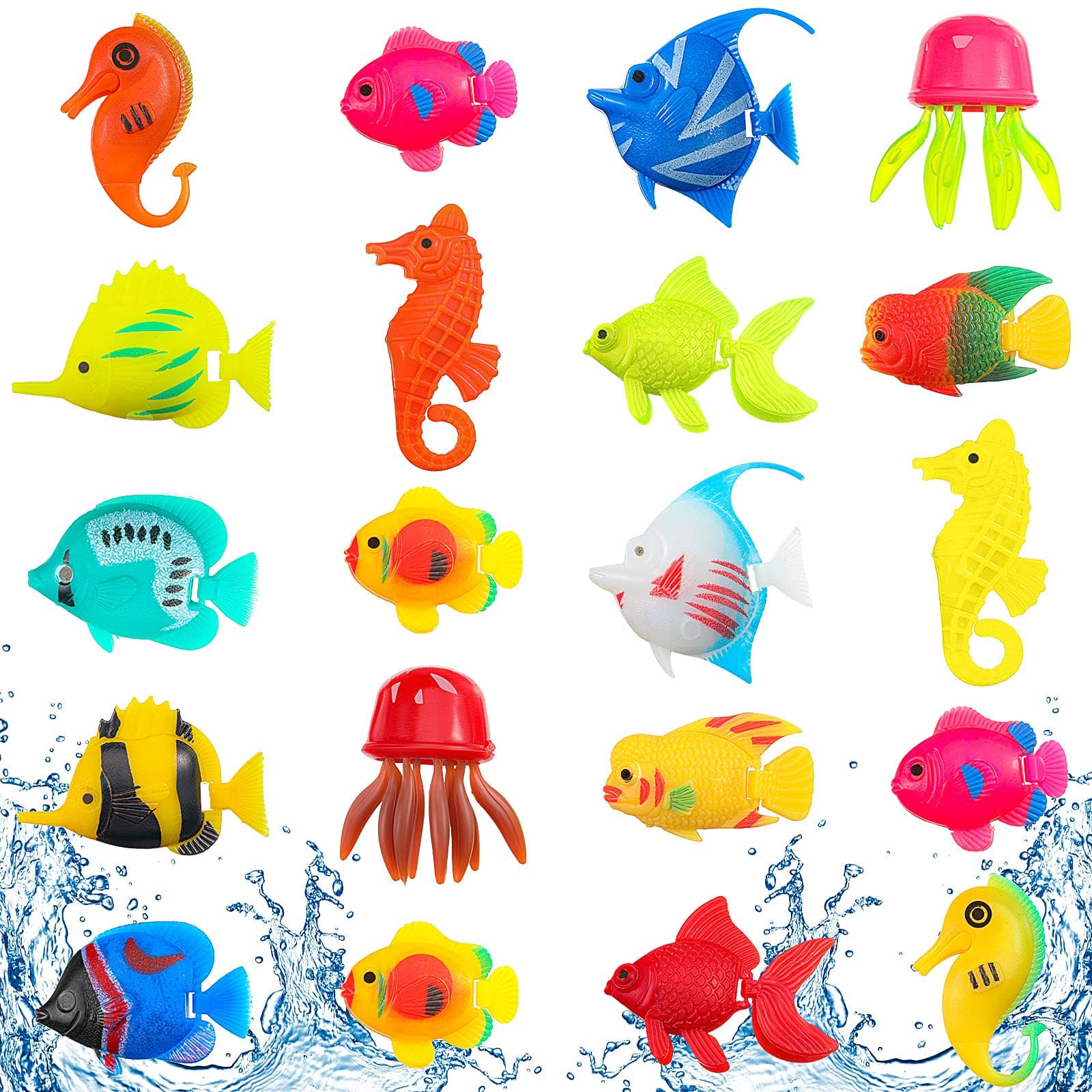 Weewooday 20 Pcs Artificial Moving Fishes Plastic Floating Lifelike Fish Tank Ornament Aquarium Decorations(Jellyfish and Seahorses)