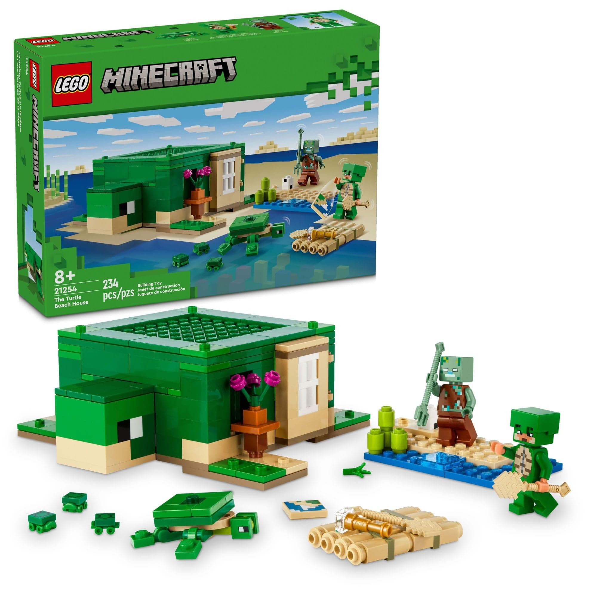 - LEGO Minecraft The Turtle Beach House Construction Toy, Minecraft House Building Set with Turtle Figures, Accessories, and Characters from The Game, Gift for 8 Year Old Gamers, Boys and Girls, 21254