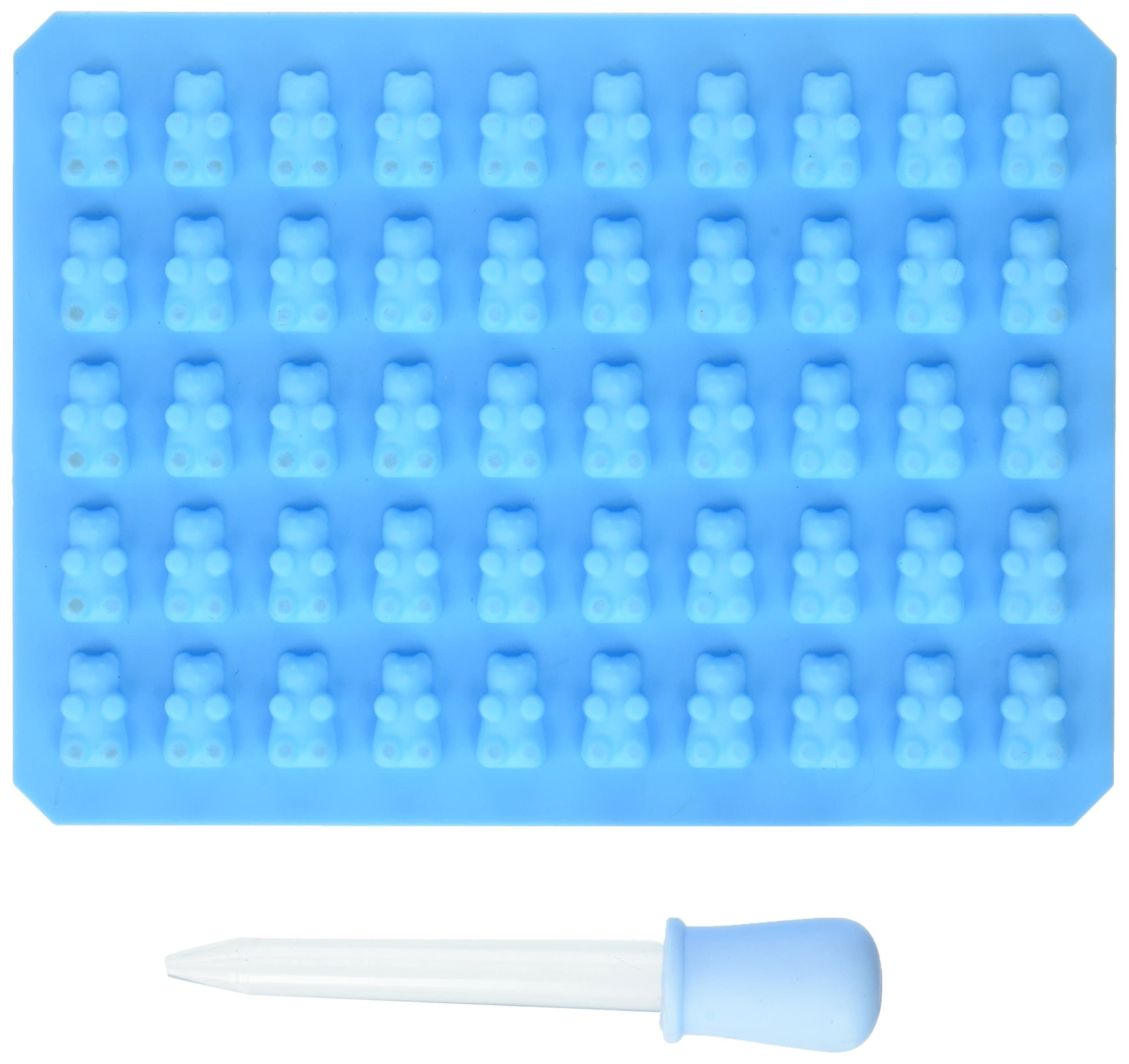 Status Kitchen 50 Cavity Gummy Bear Candy Mold WITH EASY FILL JELLO SHOT SYRINGE. 50 Mini Gummy Candy Bears or Healthy Sugar Free Gummy Bear Vitamins.