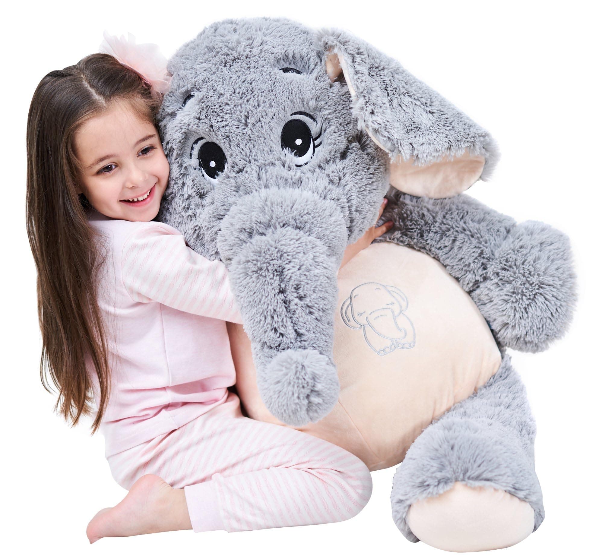 IKASA Giant Elephant Stuffed Animal Plush Soft Toys Gifts Grey (Grey, 100cm)