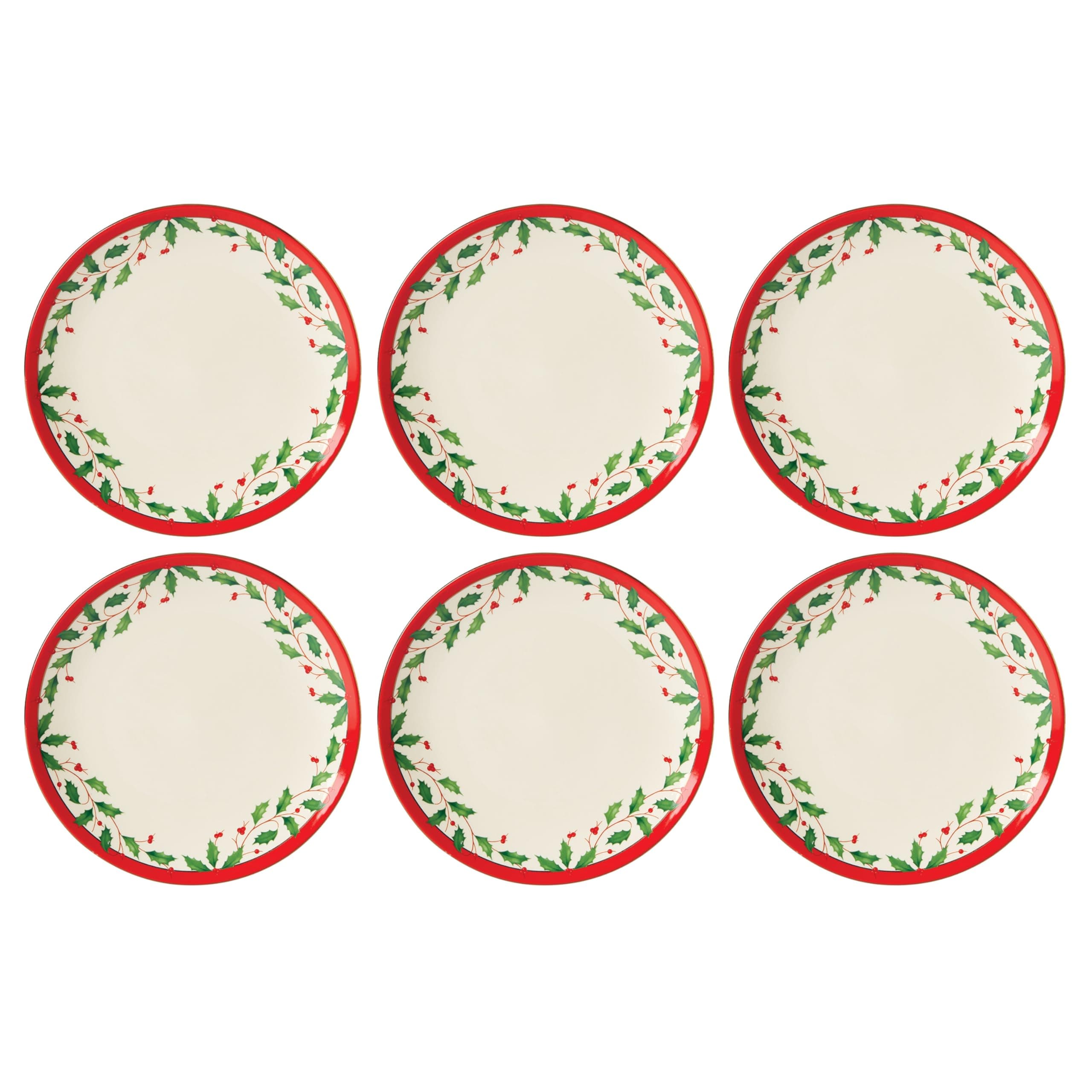 893491 Holiday 6-Piece Accent Plate Set, Christmas Dinnerware, Hosting