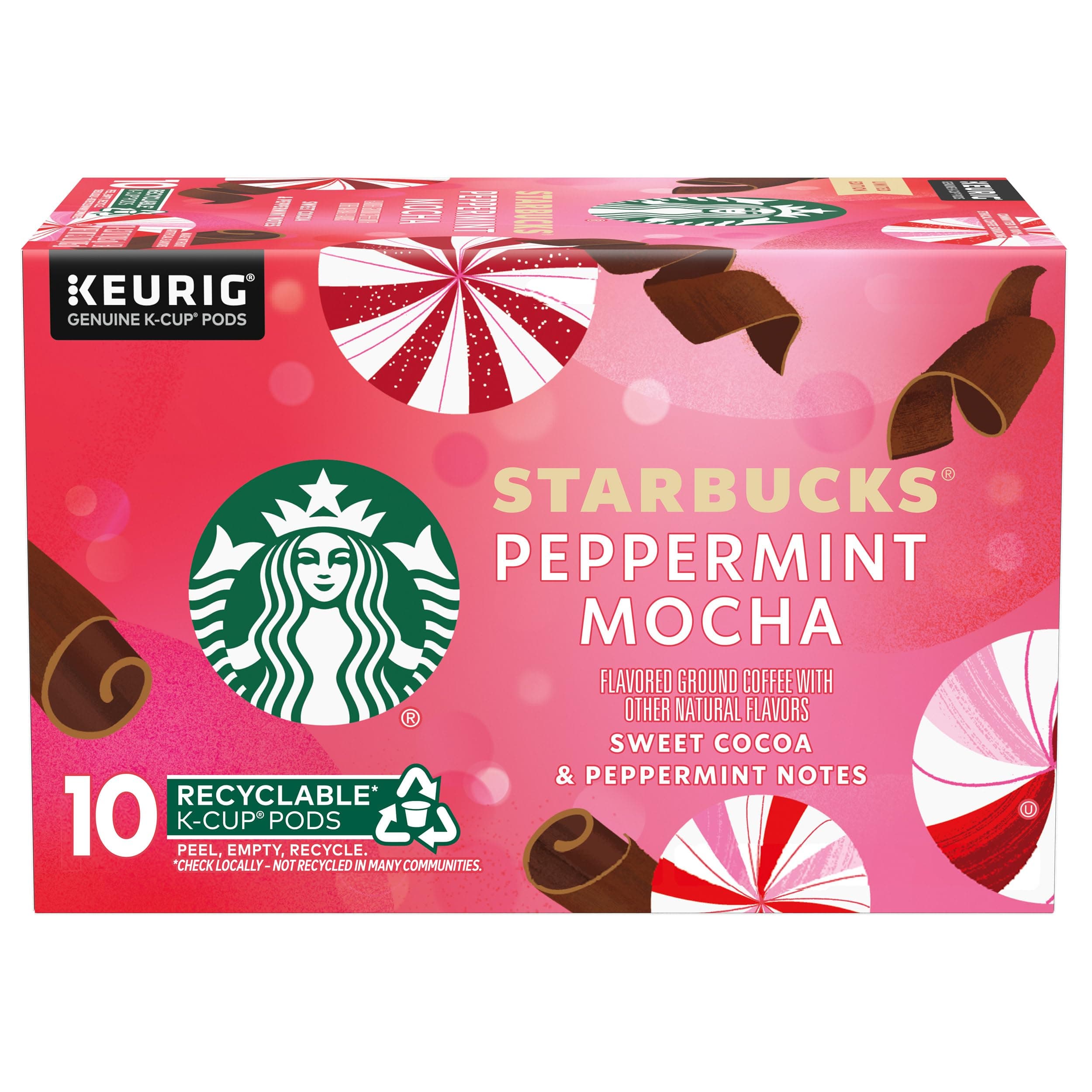 Starbucks Flavored K-Cup Coffee Pods β Peppermint Mocha for Keurig Brewers β 1 box (10 pods)