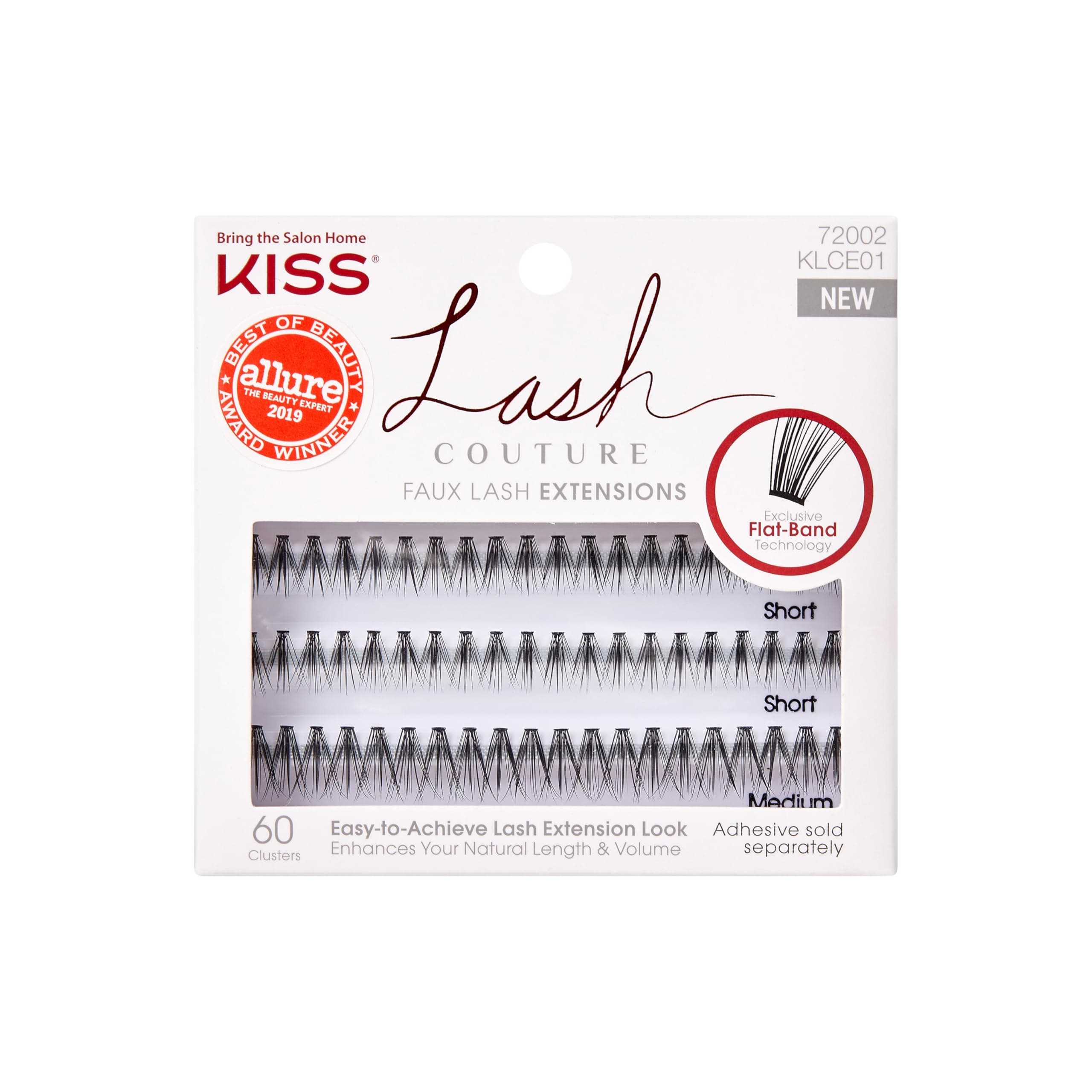 Lash Couture Faux Mink Lash Extensions, Style 'Venus', Exclusive Flat-Band Technology, Short & Medium Length, 60 Individual Lash Clusters, Glue On Lashes