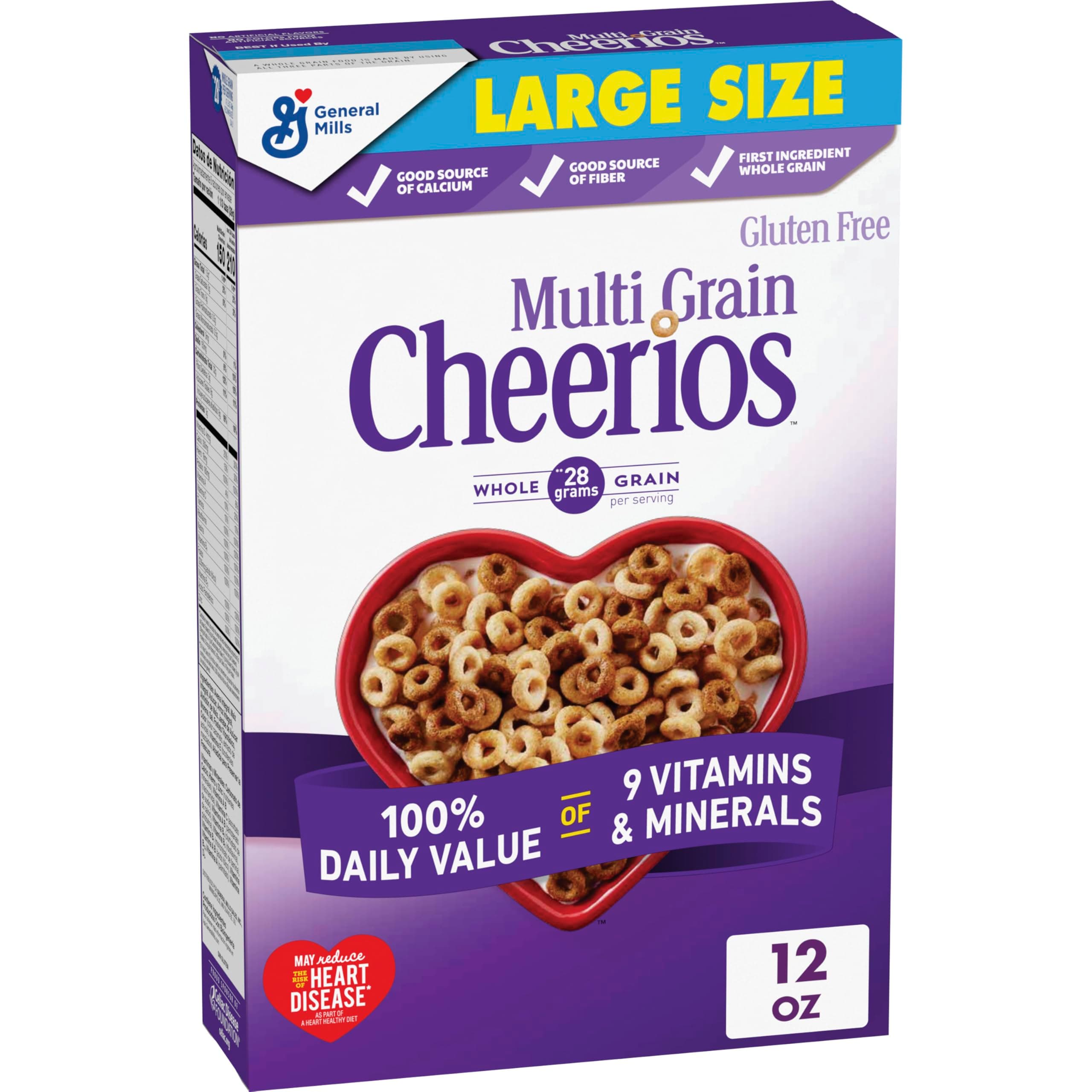 Cheerios Multi Grain Heart Healthy Cereal, 12 OZ Large Size Cereal Box