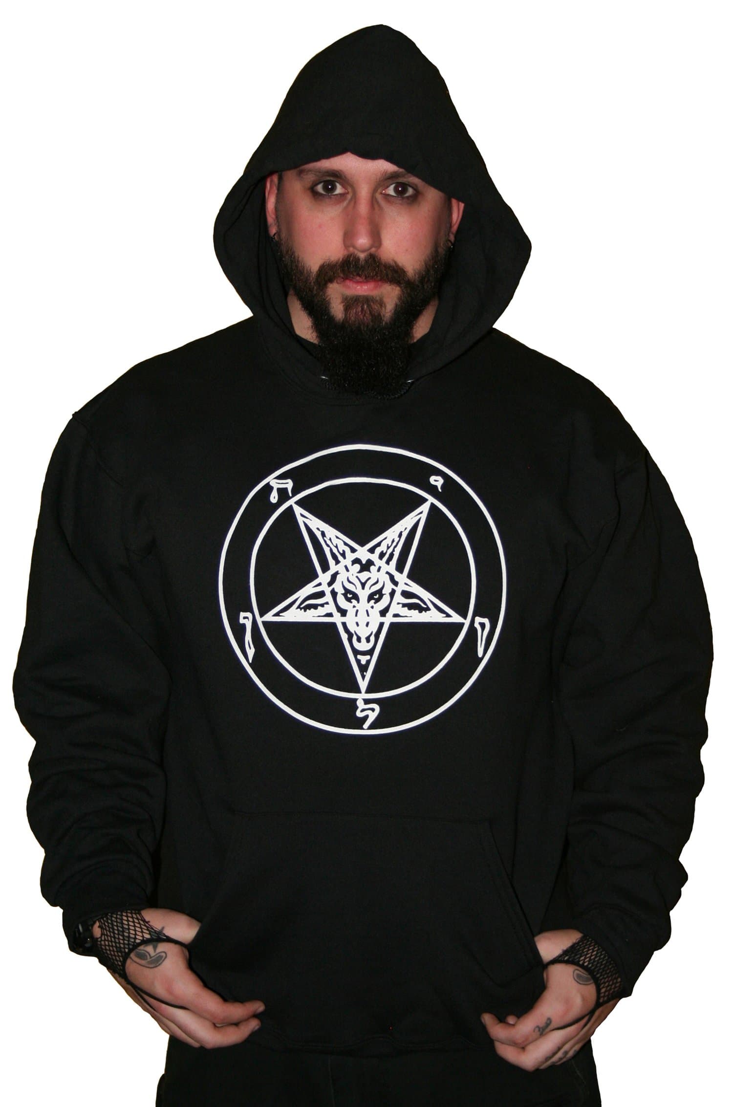 Michael Shaffer Sigil of Baphomet Hooded Pullover Sweatshirt (2X (XXL)) Black
