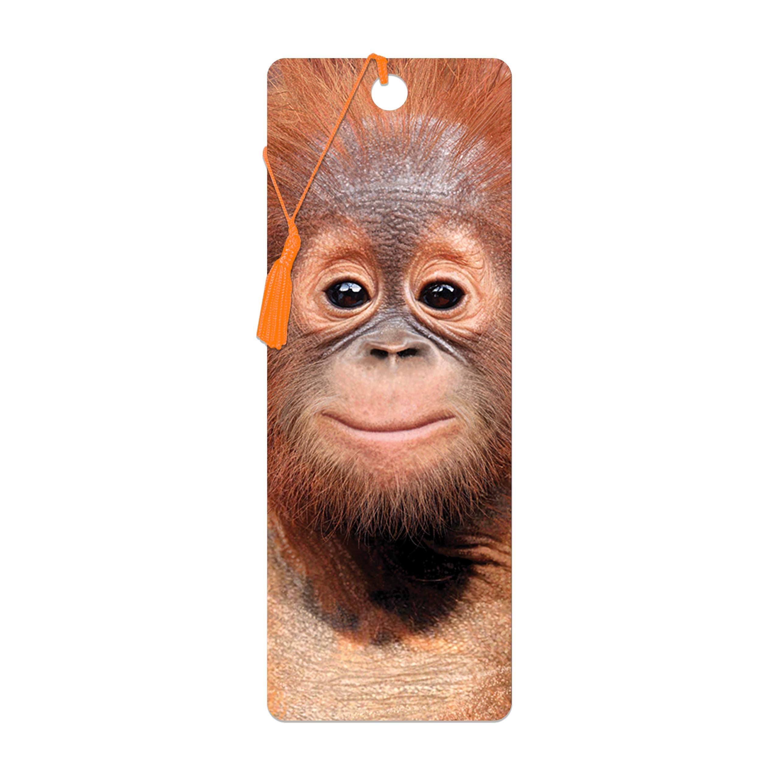 Bookmark - Baby Orangutan from Deluxebase. Cute Lenticular Orangutan Page Marker. Animal Themed Accessories for Book Lovers. Small Gifts for Men, Women, Writers and Teachers.