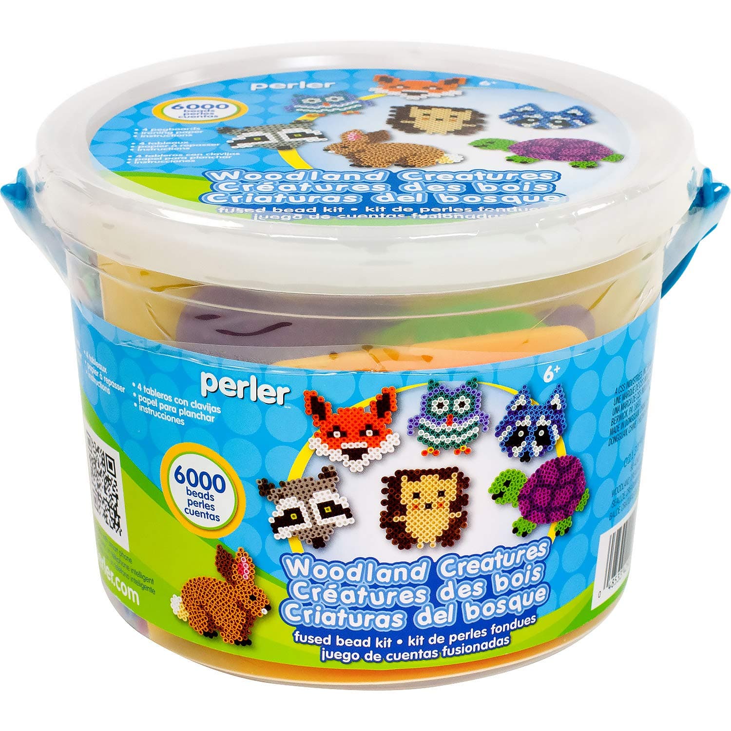 Woodland Creatures Activity Bucket - Fused Bead Kit Beads for 6 Plus - Small Bucket - 6000 Beads - Kids Toys