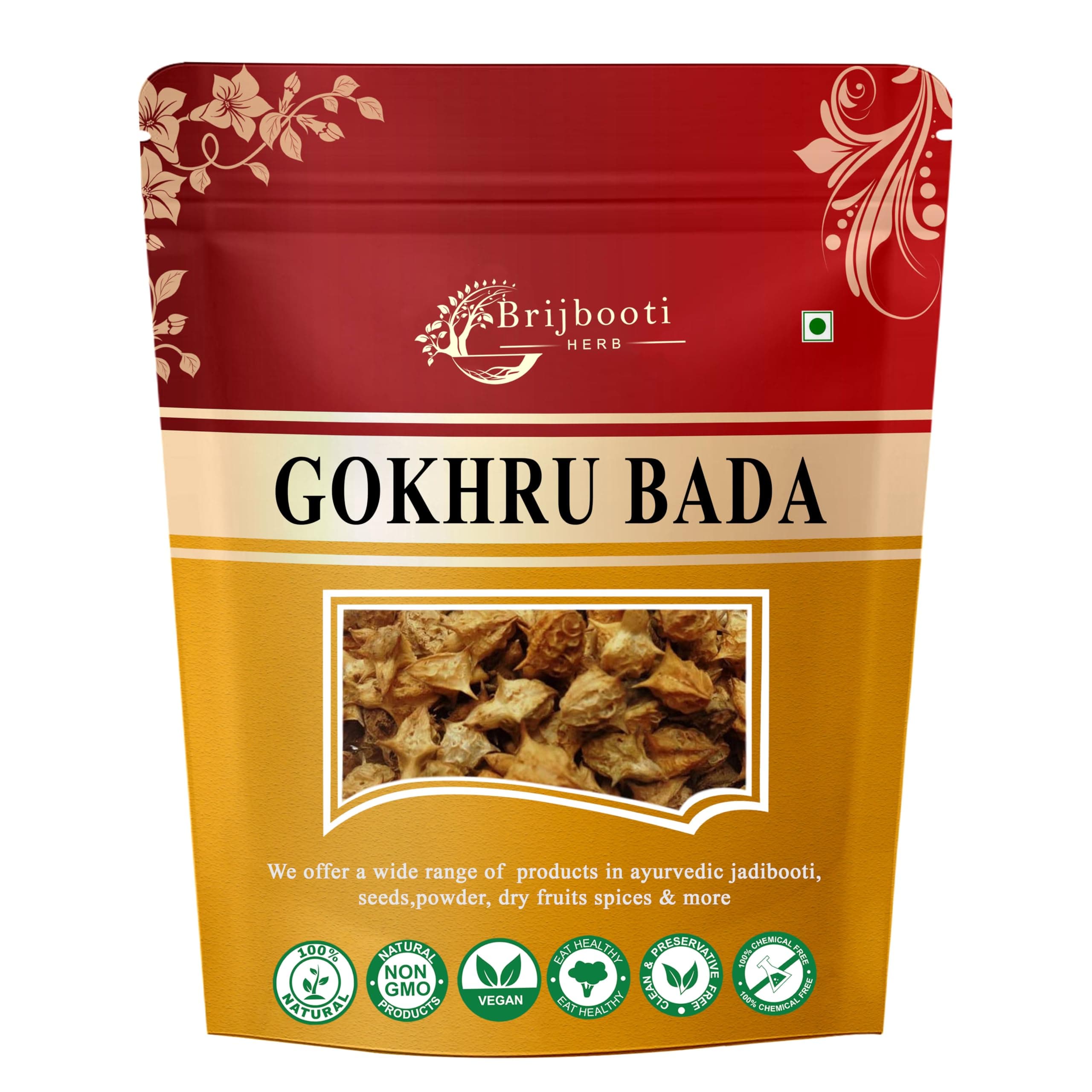 Birju Mahavir 100 gram Gokhru Bada - Pedalium Murex - Large Caltrops, Natural (BMPL-351)