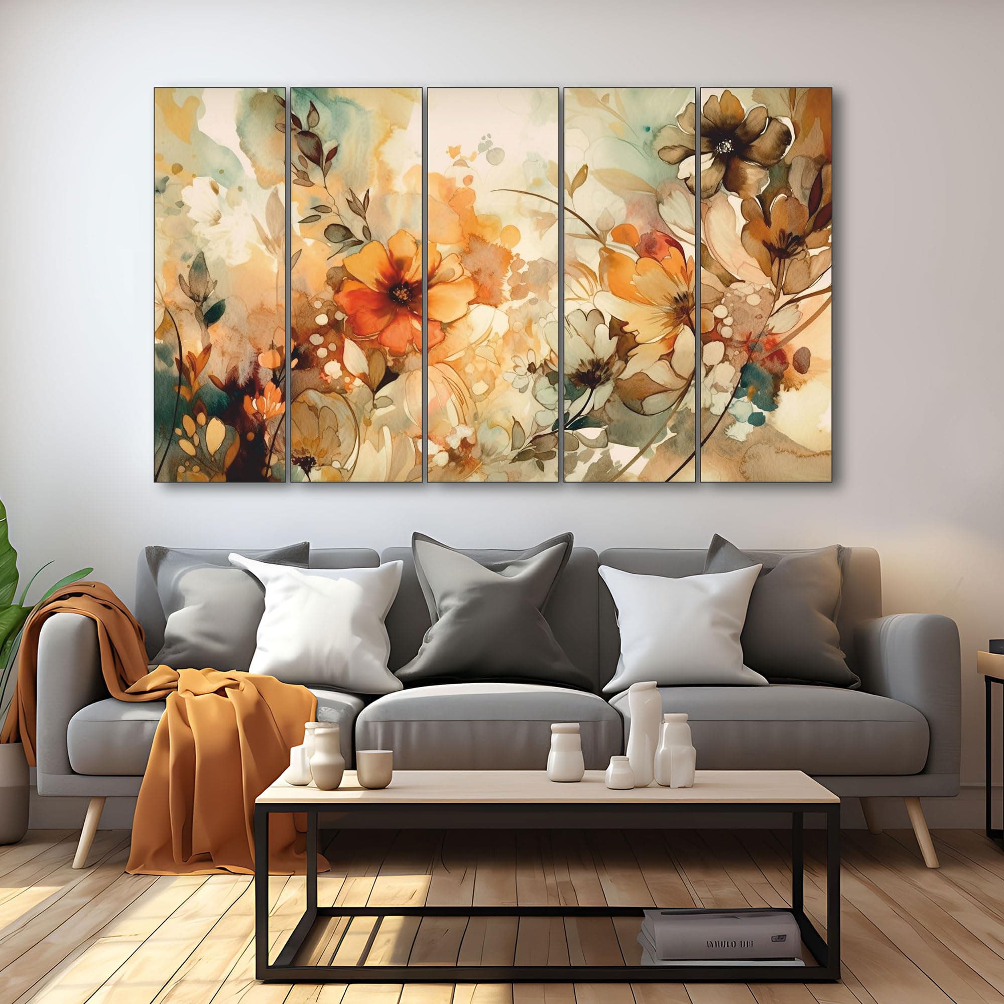 The Castle Decor Elegant Flower Painting With Frame 5 Big Size (36x60) Multiple Frames Wall Art Painting for Living Room,bedroom,drawing Room,hotels-wooden Framed-digital Painting