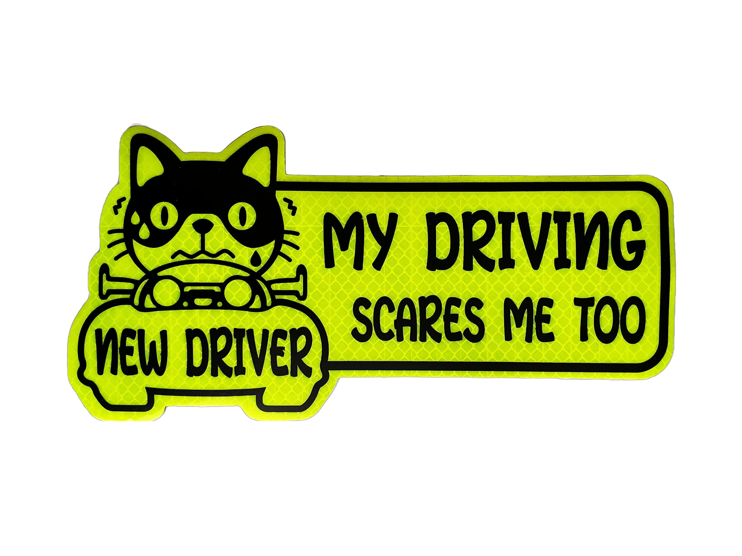 Rubik Magnetic New Driver Car Sticker Funny Sign Highly Reflective Removable and Reusable My Driving Scares Me Too for Car SUV Van Drivers