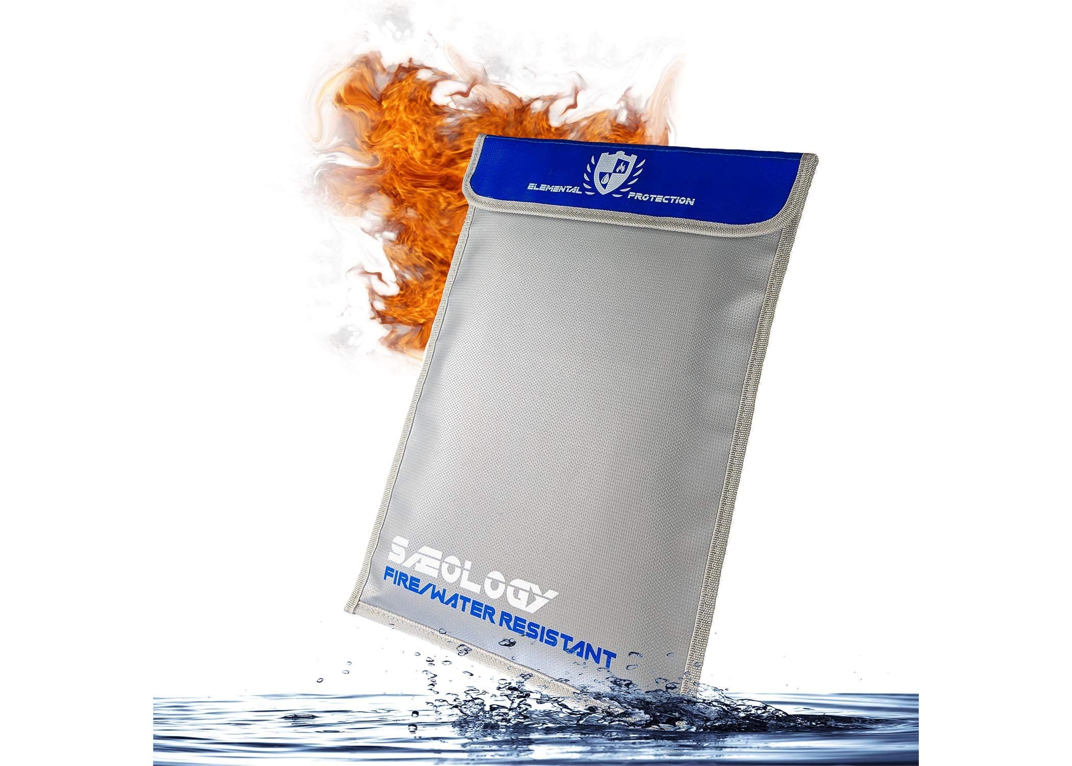 Saeology Fireproof Waterproof Document Bag - Additional Pouch for Documents Money Passport and Valuables Safe Storage - Extra Strength Fire Retardant Coated Seams