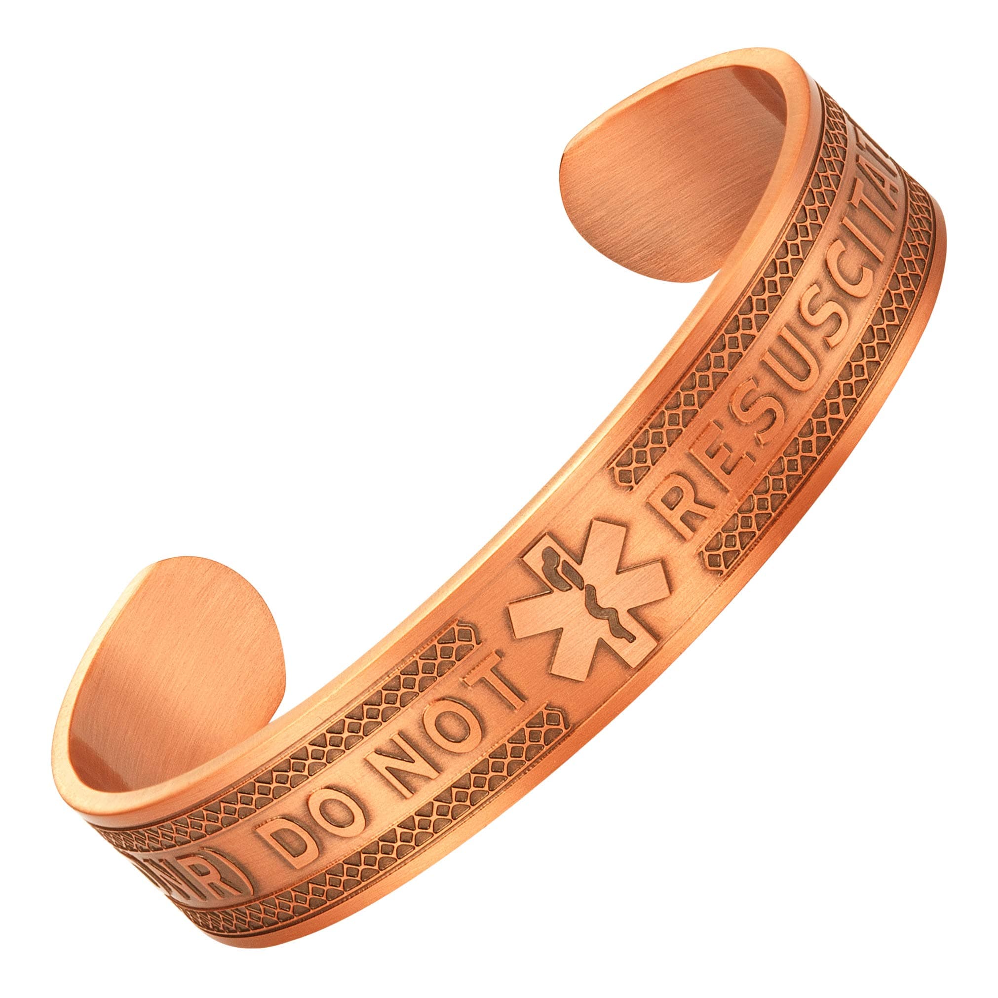 DNR Do Not Resuscitate Pure Copper Medical Alert ID Bangle Bracelet for Men and Women with Free Medical Card
