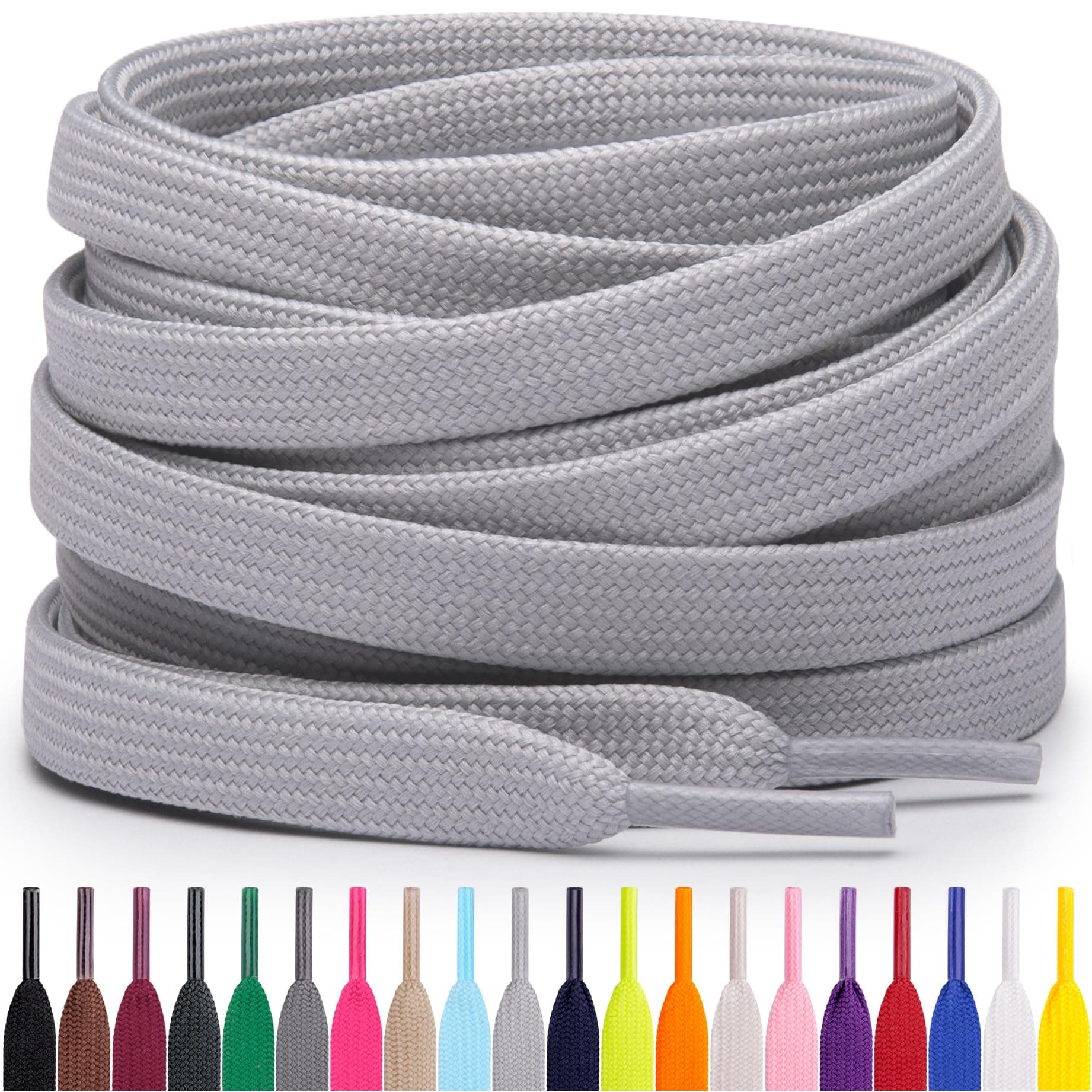 Miscly Flat Shoe Laces for Sneakers, Multiple Lengths and Colors Available