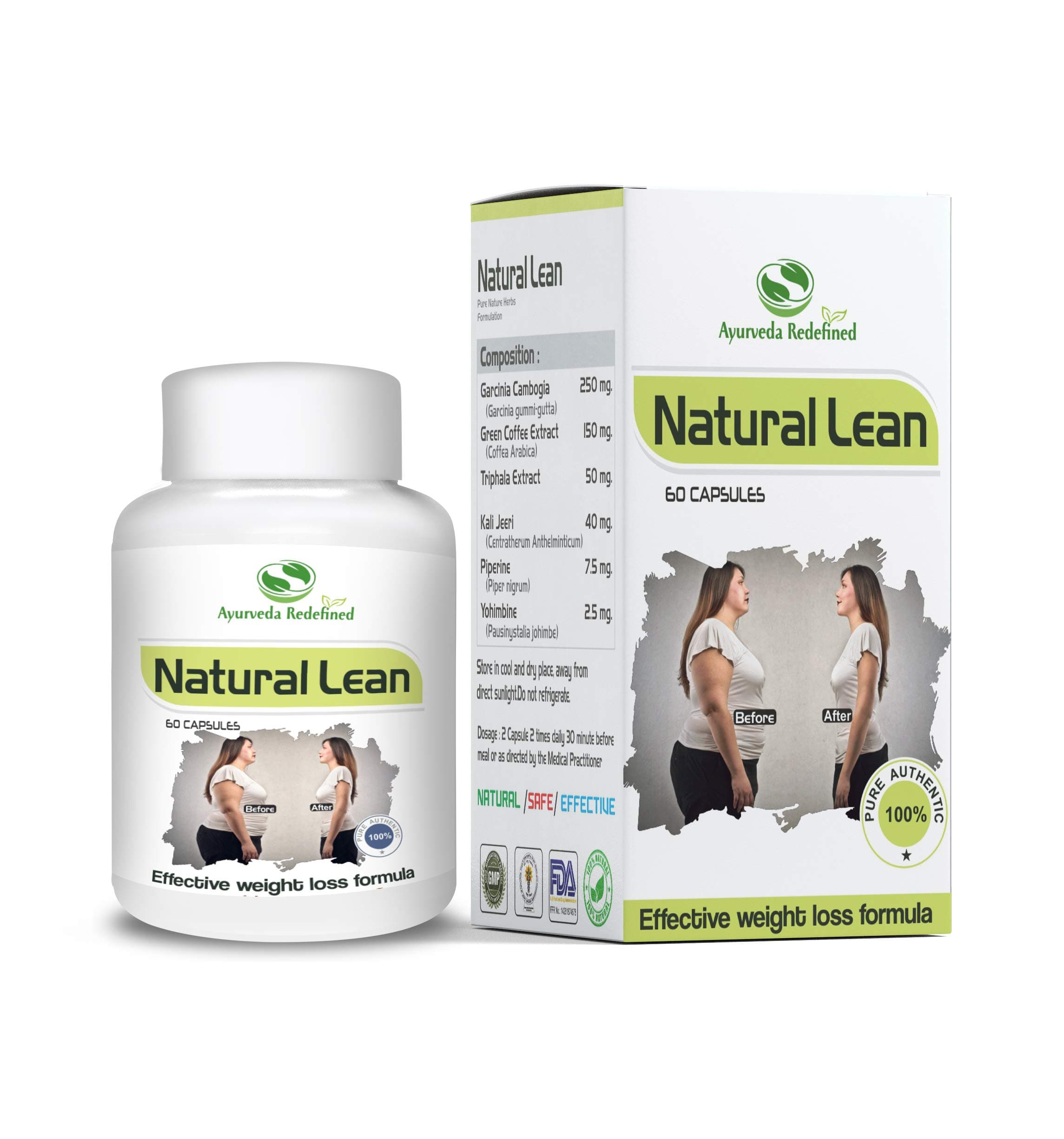Natural Lean - Weight Loss, Obese Fat Cutter (Weight Management) - Pack of 60 Capsule