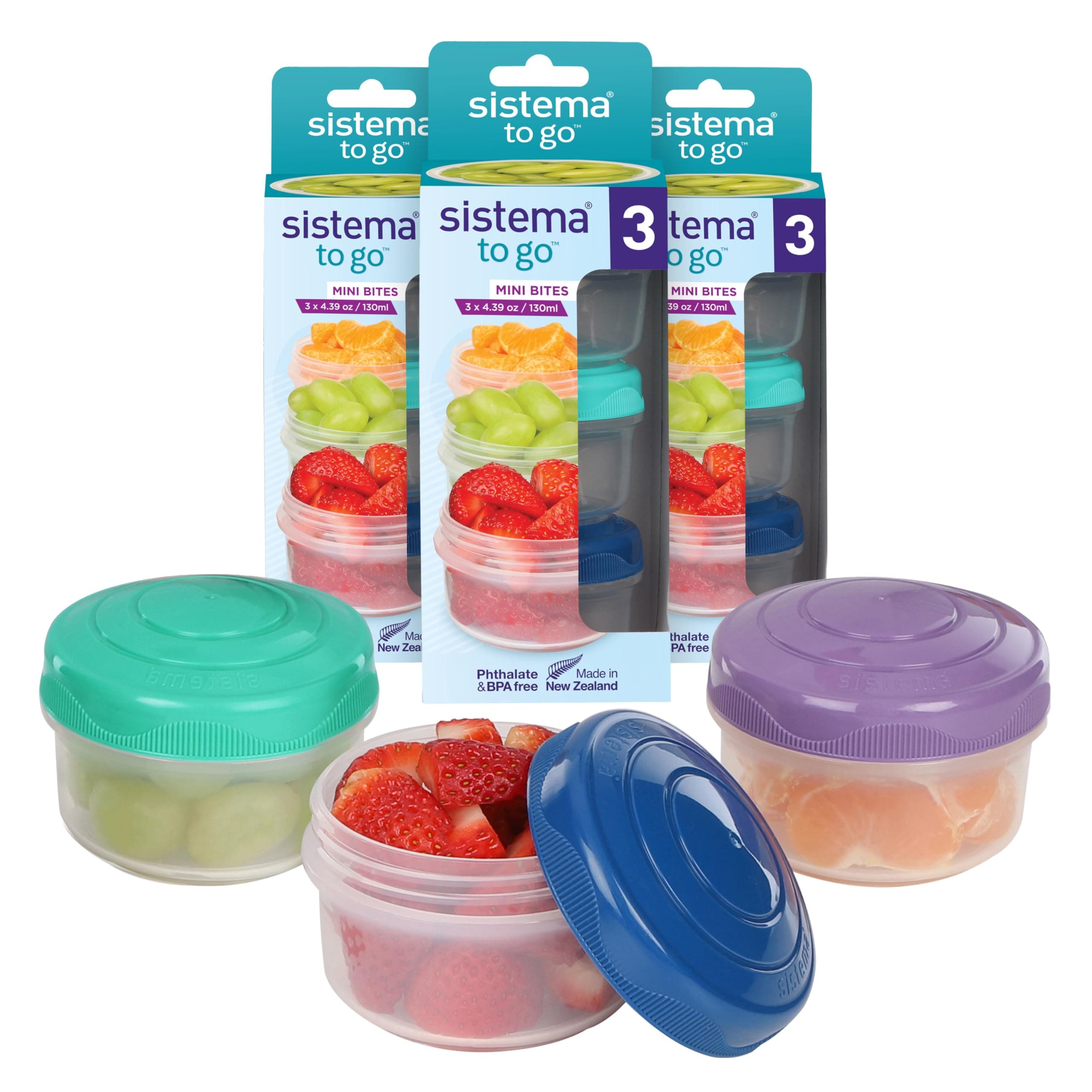 TO GO Mini Bites Snack Pots 130 ml Stackable Snack Boxes for Kids Travel Food Containers with Lids 9 Count