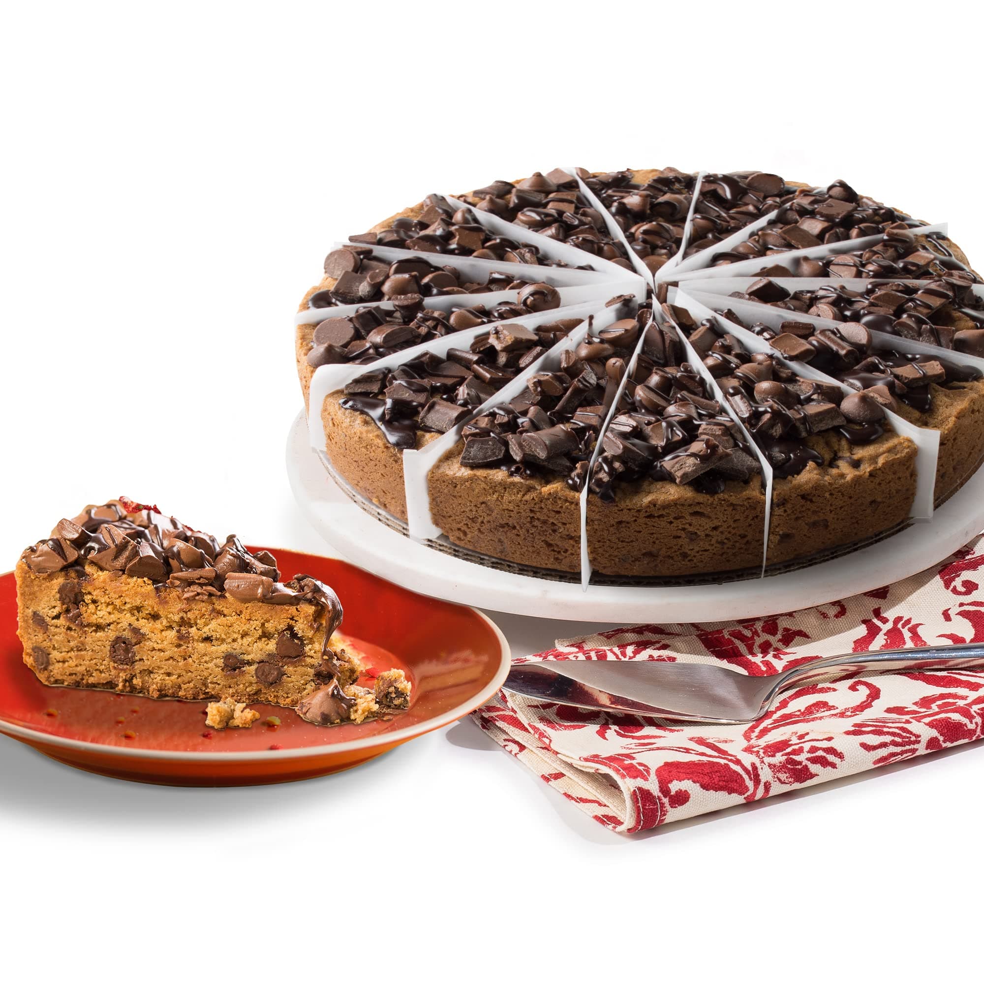 Chocolate Chip Deep Dish Cookie Pie 10" – Pre-Sliced 14 pcs Fresh Gourmet Bakery Dessert Filled with Chocolate Chips & Topped with Chocolate Chunks, Perfect for Any Occasion