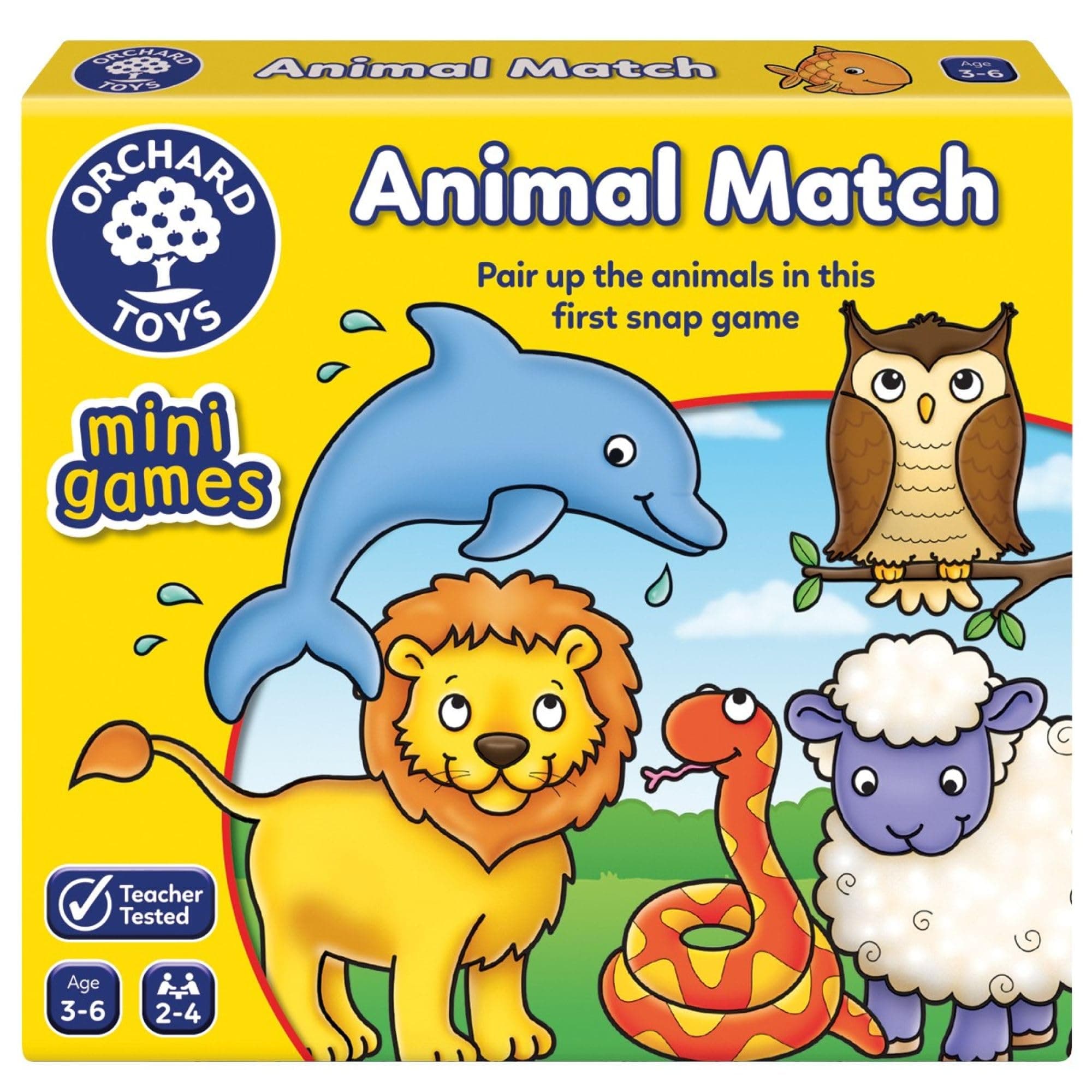 Orchard Toys Animal Match Mini Game, Animal Themed Memory Game, Age 3-6, Family Game, Travel Game