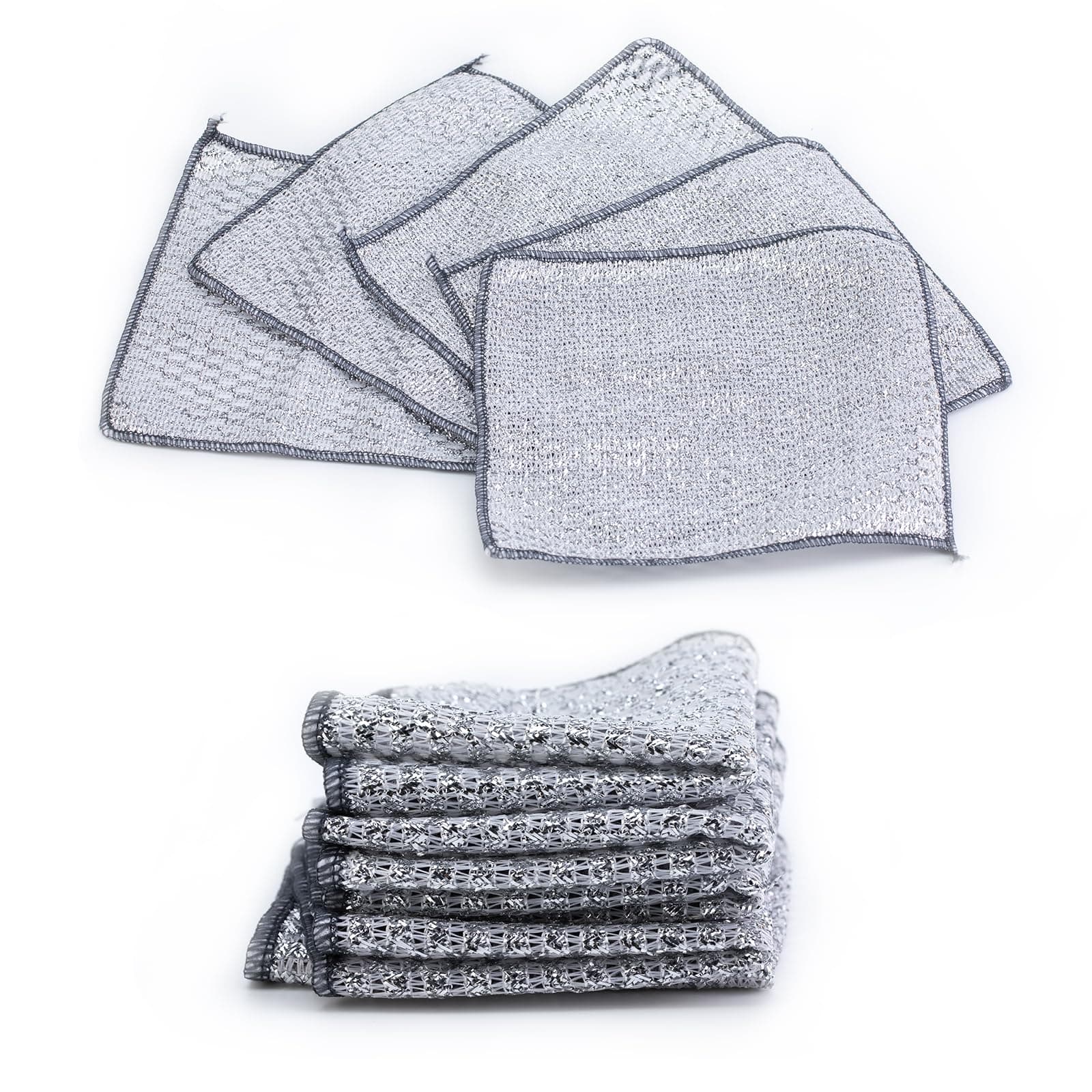 LYMPHAN Double-Sided Wire Dish Towels - Dry and Wet Dual Use - Absorbent Oil - No Hair or Water Marks - Comfortable Feel - Good Water Absorption - Easy to Dry - Nylon Material - No Scratching
