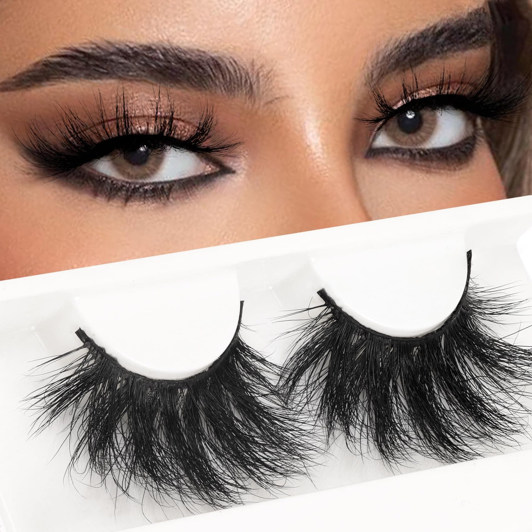 Veleasha High Volume Mink Lashes Cruelty-free 25mm Long 3D Eyelashes Dramatic Look for Makeup (48C)/False Eyelashes