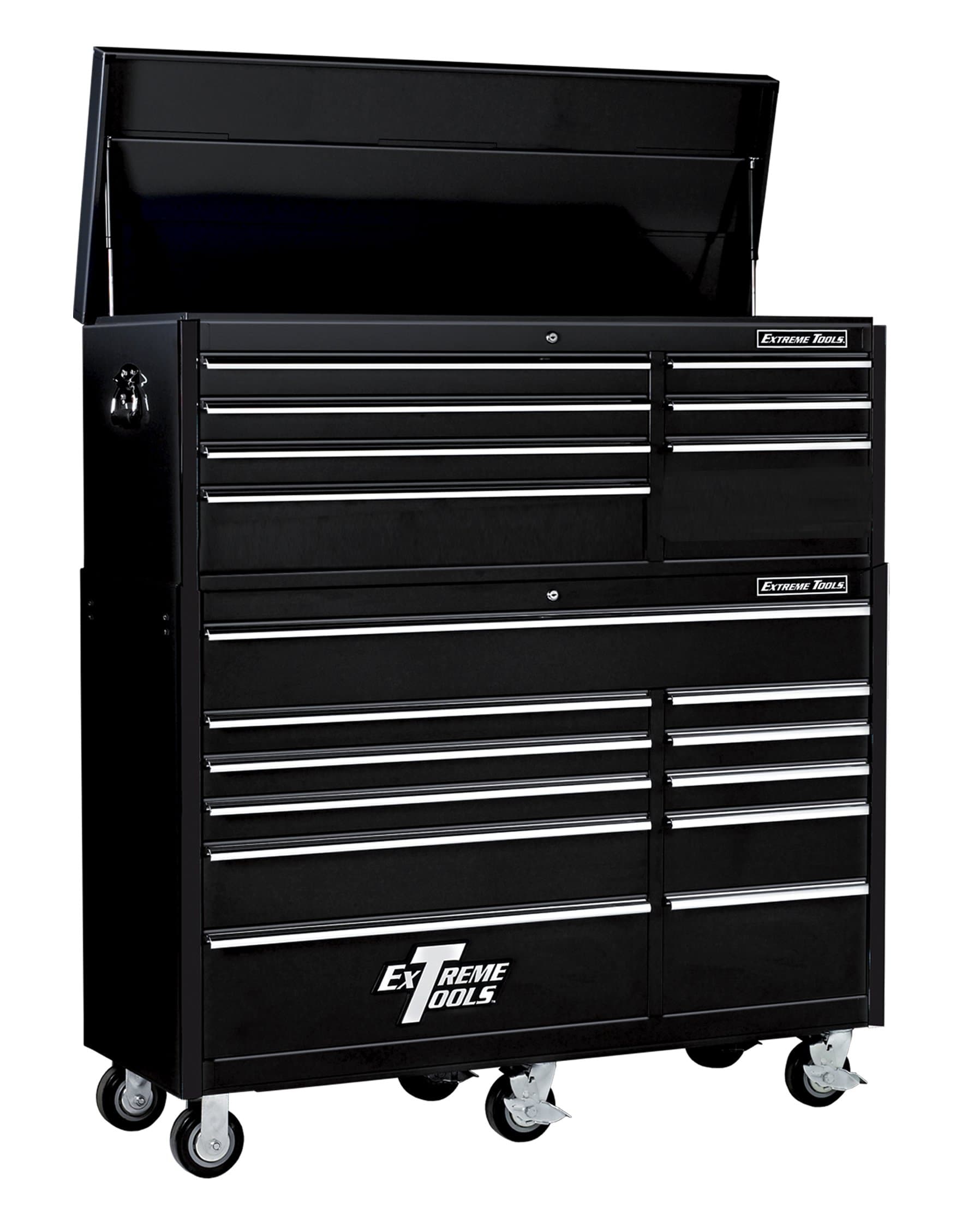 Extreme Tools RXE5618COMBOBK 7 Drawer Top Chest and 11 Drawer Roller Cabinet, 56-Inch, Black