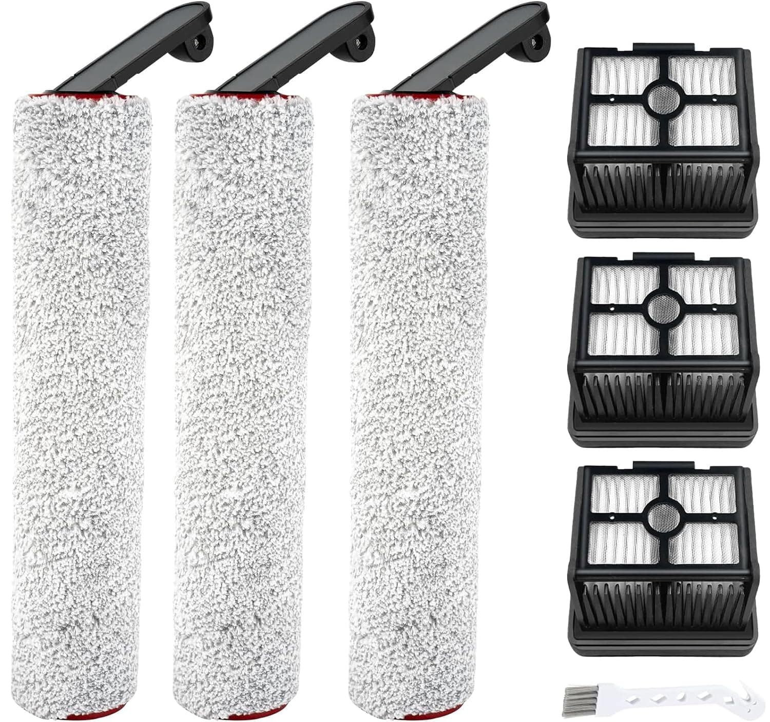 (7pcs) HEPA Filters & Replacement Brush Rollers Compatible For Dreame H12 Pro/ H12 Dual Wet Dry Vacuum Cleaner, Replacement Parts Accessories Kit Inclue 3 Vacuum Filter, 3 Roller Brush