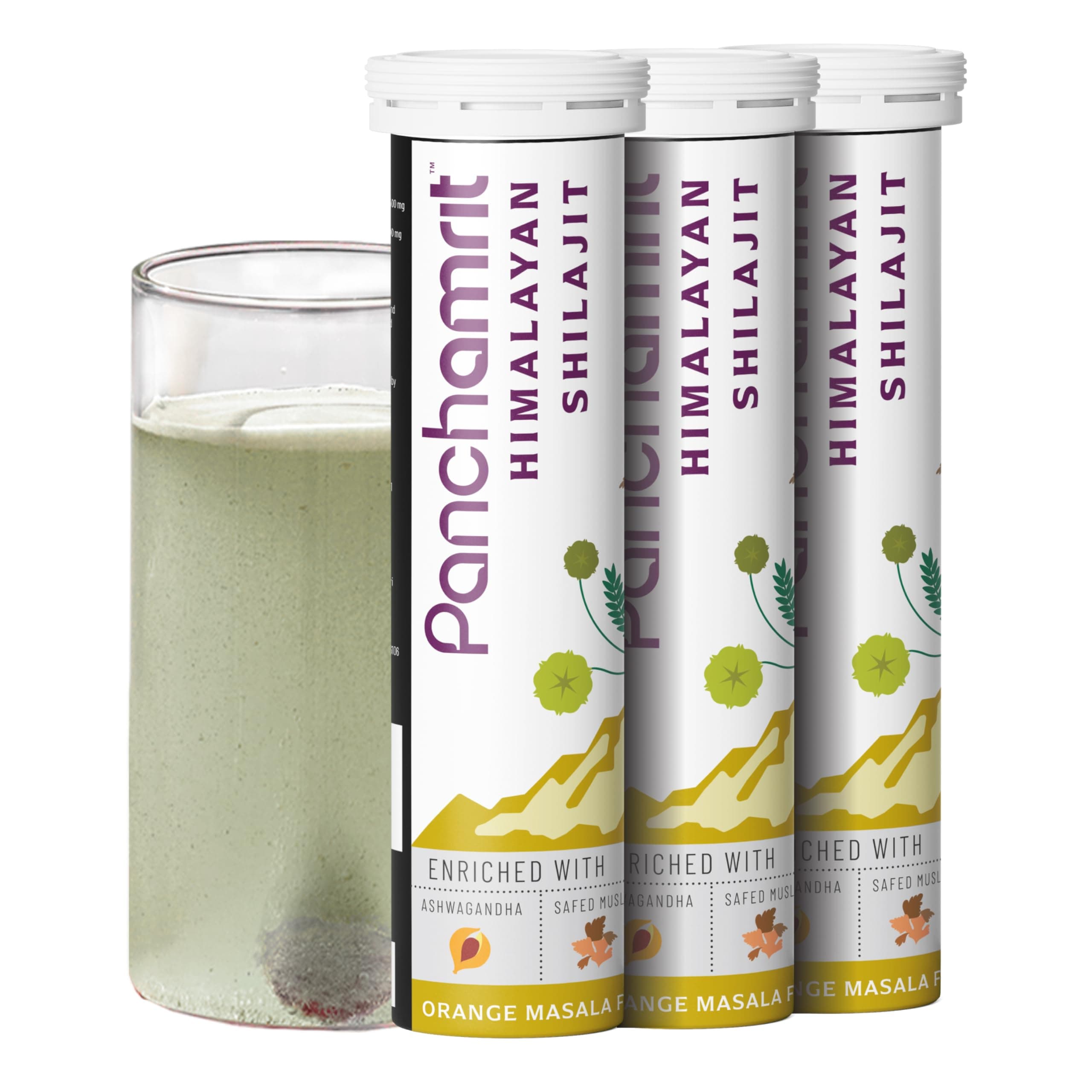 Himalayan Shilajit Effervescent - 15 Tablets (Pack of 3) | Enriched with Ashwagandha,Kaunch Beej, Safed Musli.