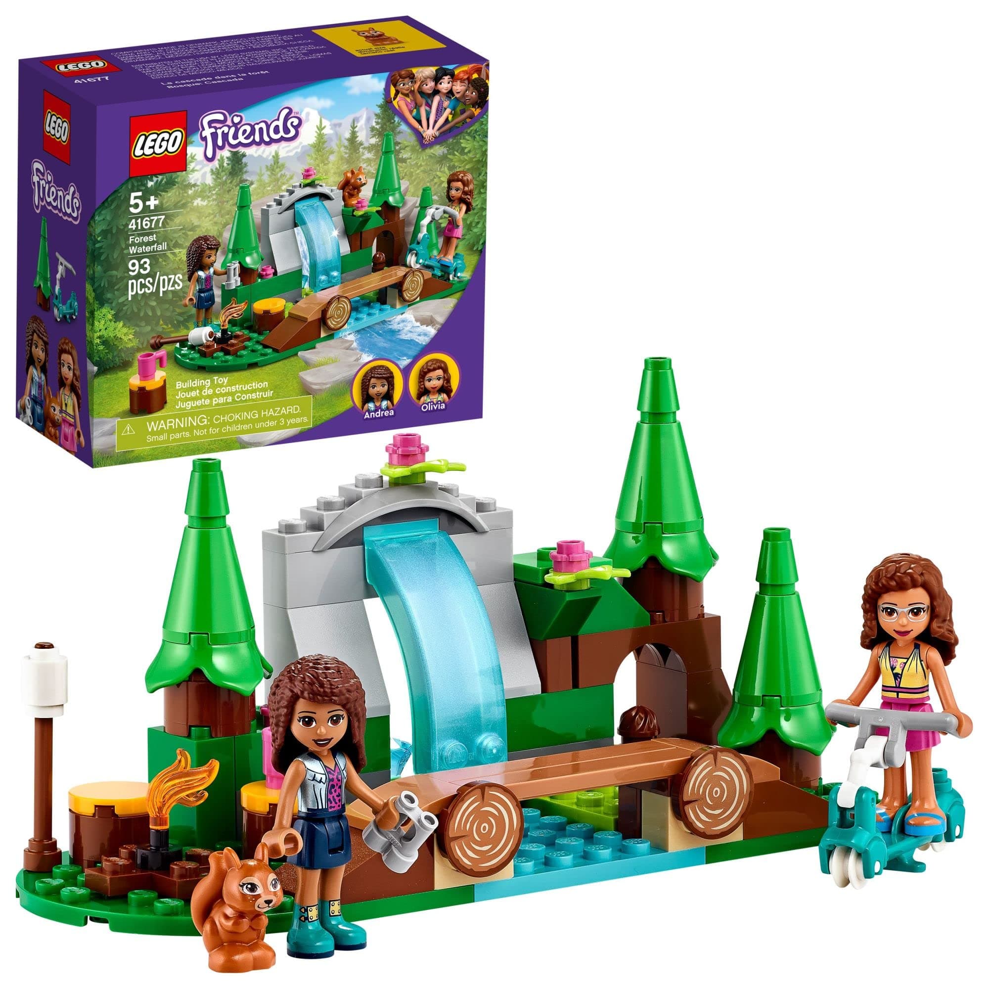 Friends Forest Waterfall Camping Adventure Set, Building Toys with Andrea and Olivia Mini-Dolls, Toys for 5 Plus Year Old Kids, Girls & Boys, Makes a Great Activity for Kids, 41677