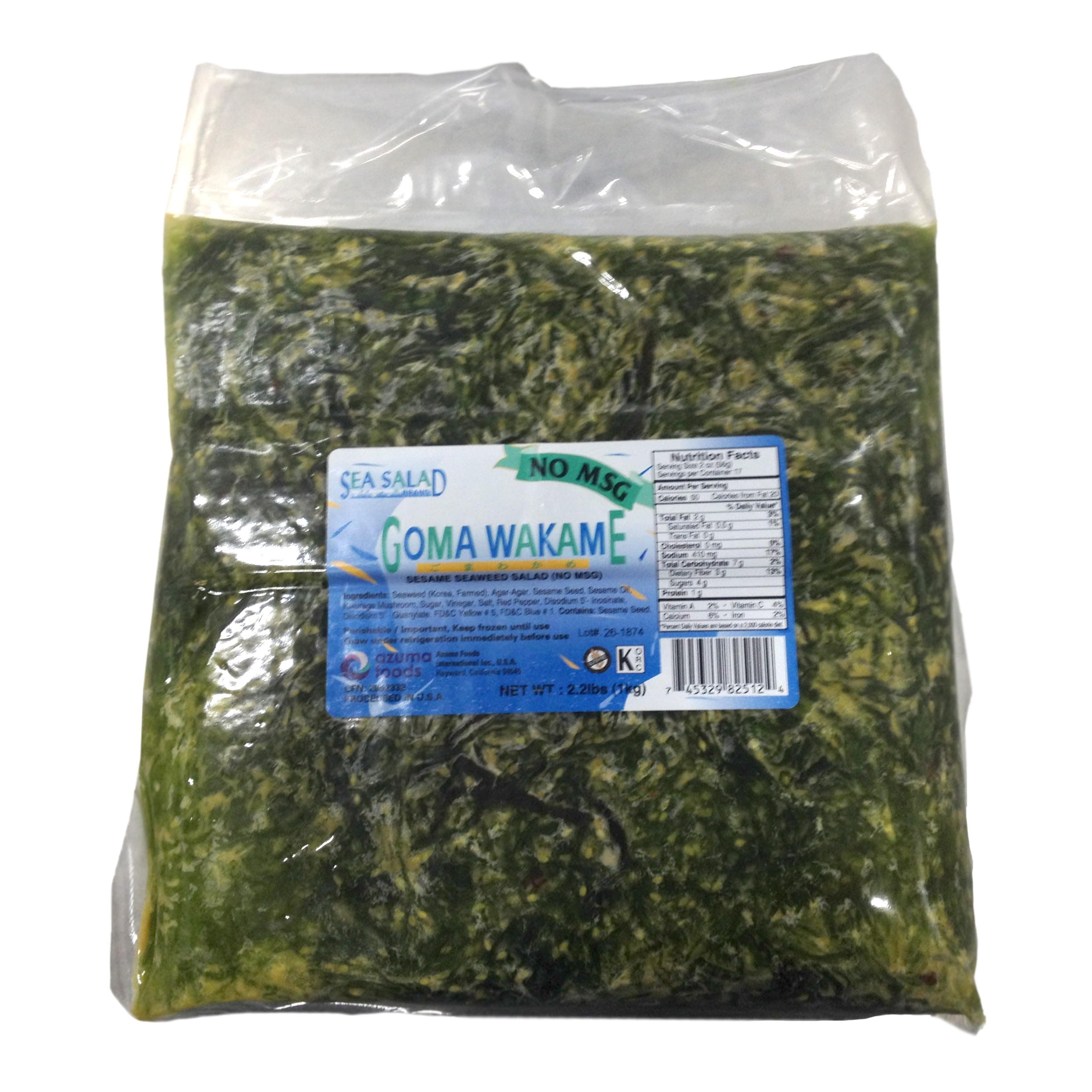 Goma Wakame Sesame Seaweed Salad, Frozen - 4.4 Lb (Pack of 2) - Easy Prep, MSG-Free, Authentic Asian Flavor, Bulk Pack for Families and Food Services