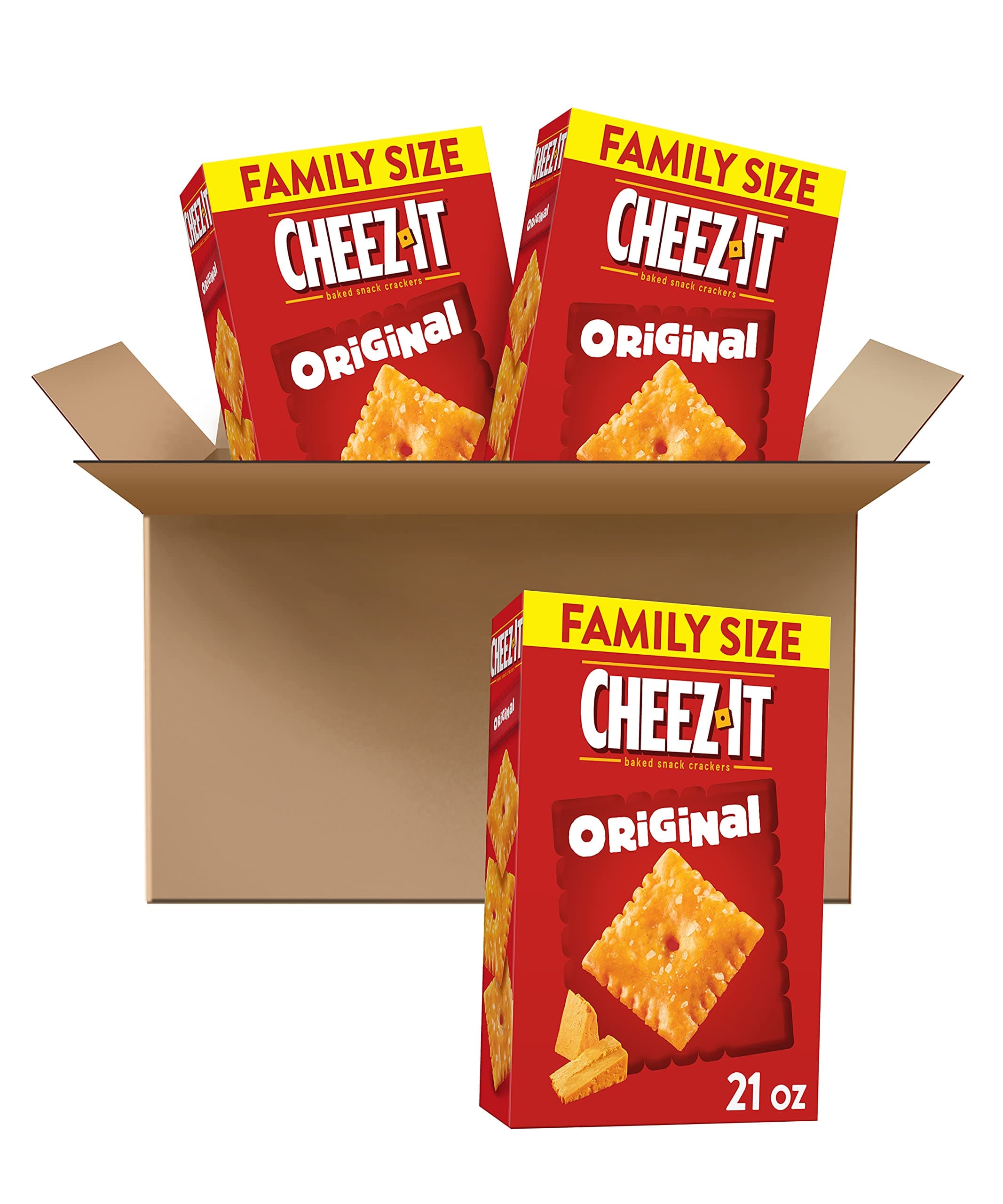 Cheez-It Cheese Crackers, Baked Snack Crackers, Bulk Pantry Staples, Original, 63oz Case (3 Boxes)