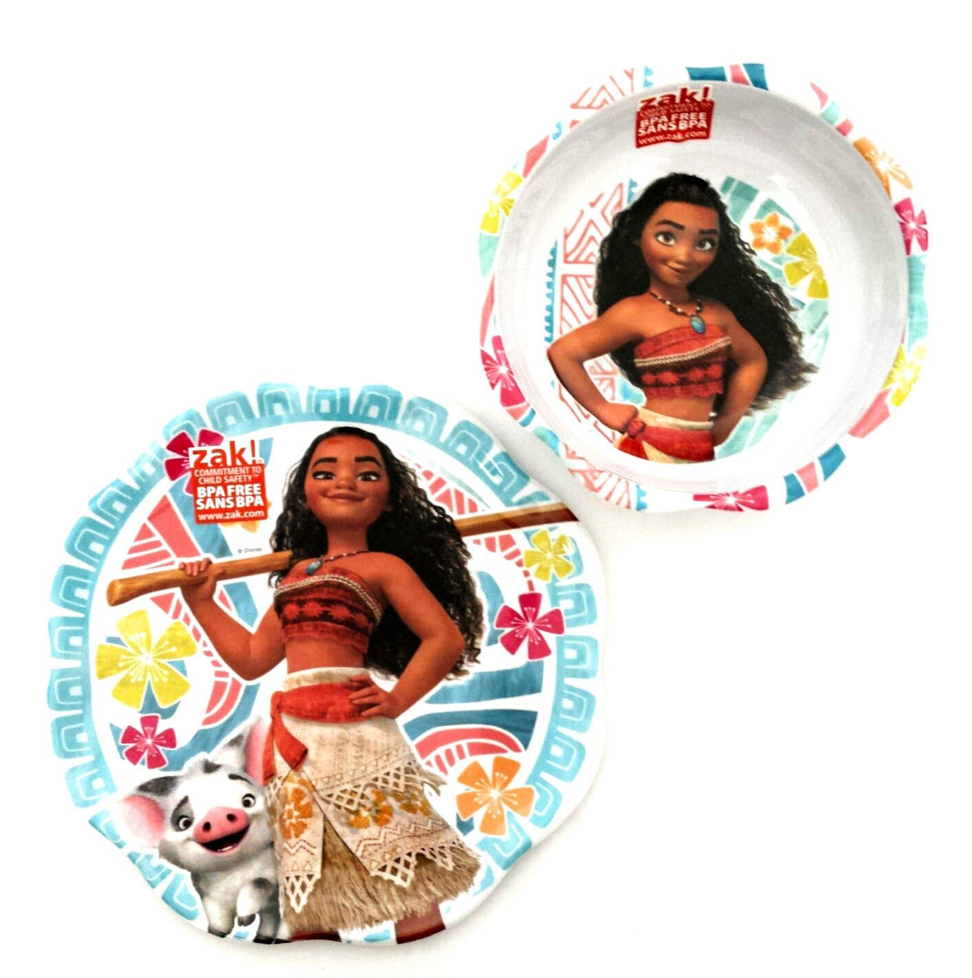 Disney Plates Bundle: Moana Plate & Cereal Bowl Mealtime Set (2 Items)