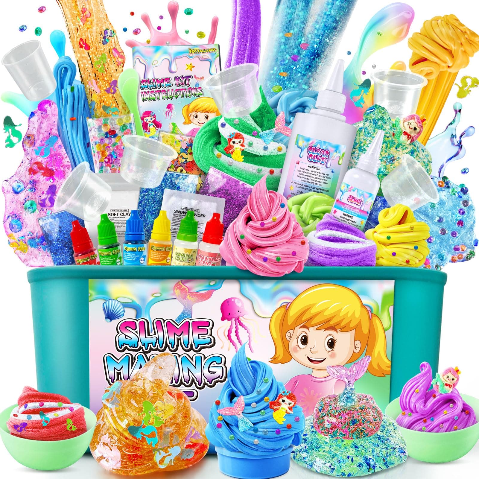 DIY Slime Kit, Slime Making Kit for Girls, Butter, Foam, Cloud Slime with Add-ins, Foam Balls, Charms, Glitters, Party Favors Gift Toys for Kids 6-12