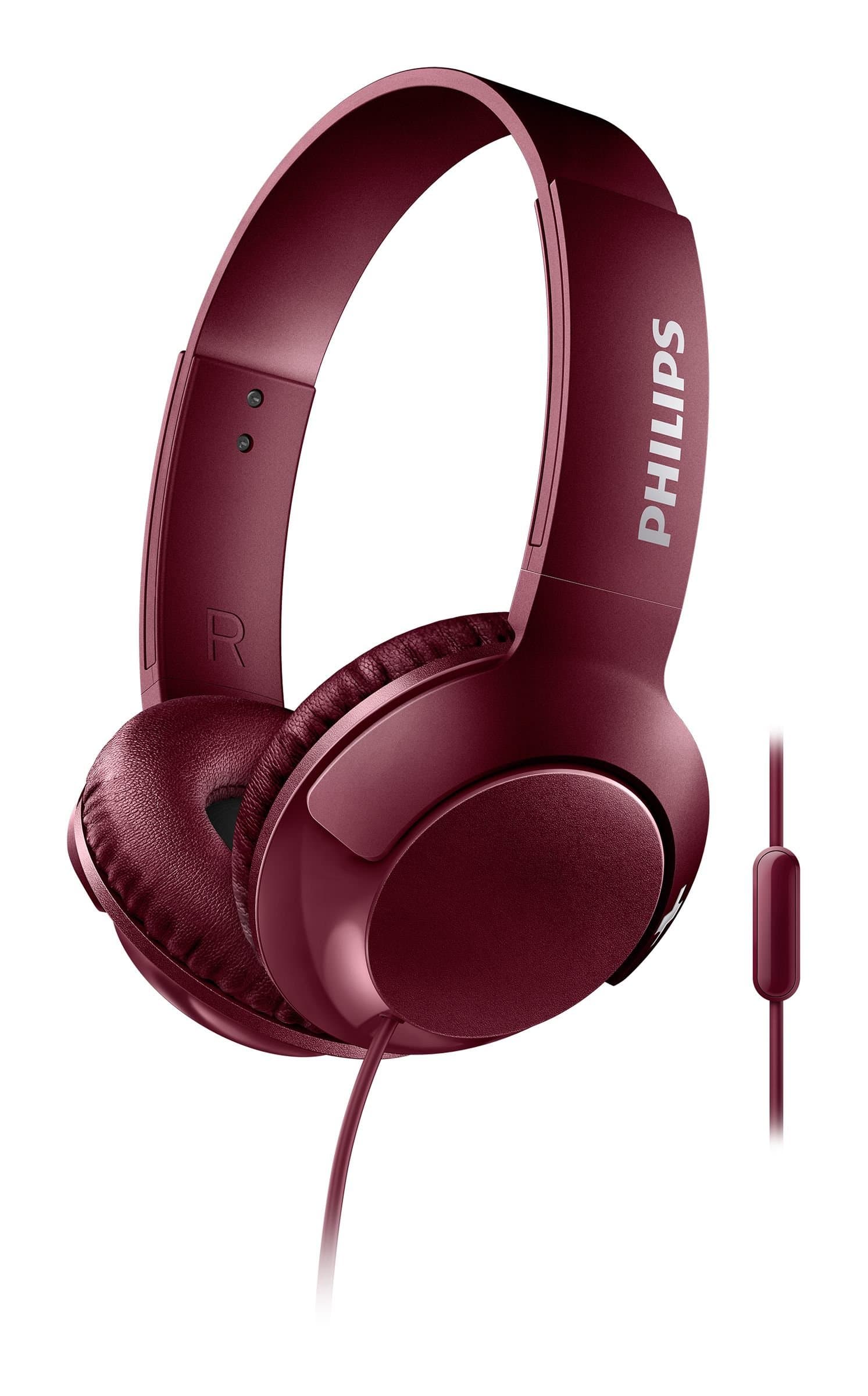 Philips BASS+ On Ear Headphones with Mic - Red (SHL3075RD/27)