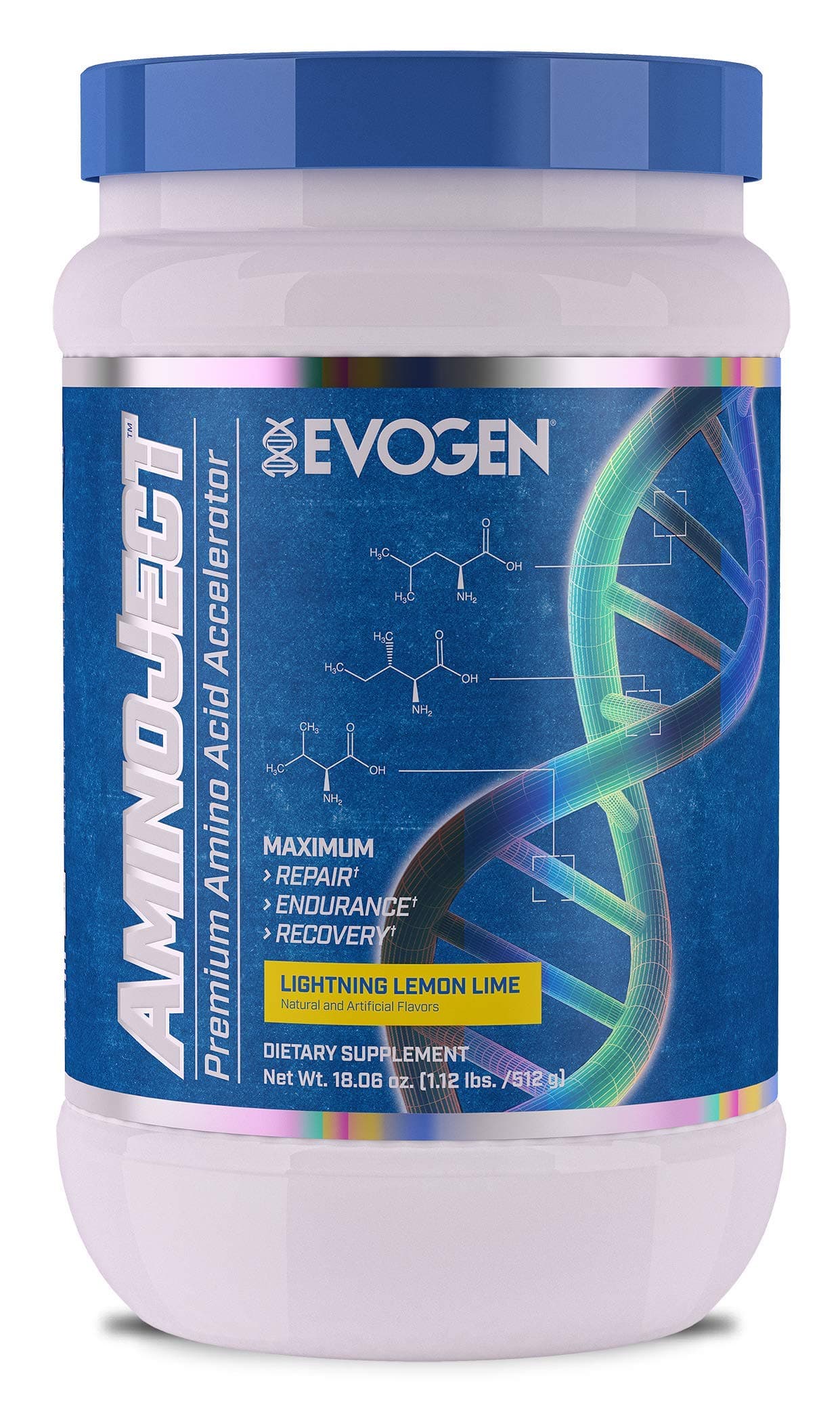 Evogen AminoJect | Vegan Fermented Plant Based BCAA, Glutamine, Citrulline Powder | Lightening Lemon Lime | 30 Servings (1.12 Pound (Pack of 1)