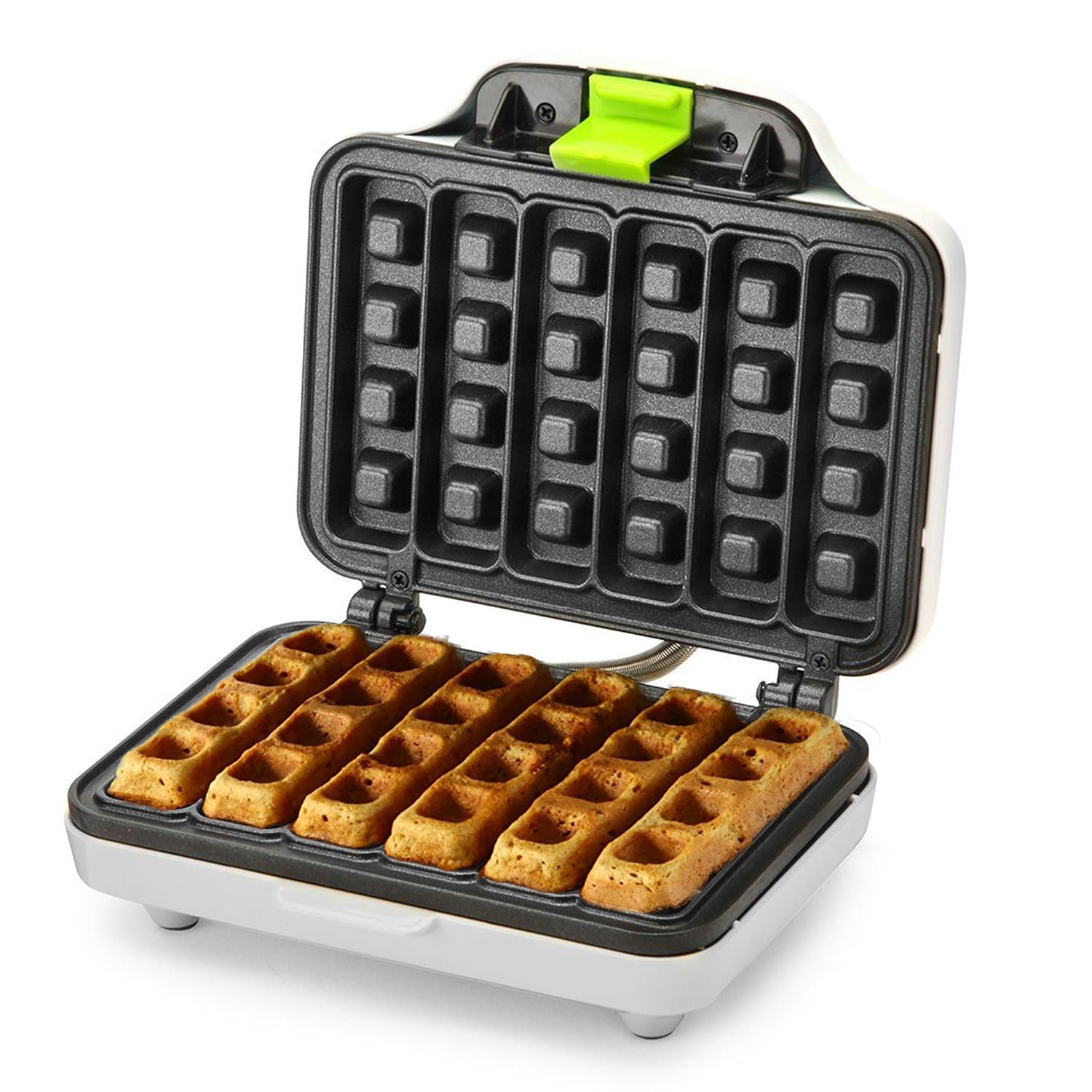NUTRI SNACK - Premium Waffle Stick Maker 900W I Waffle Iron I Electric I Stainless Steel I Non-Stick Coating I Recipes I Deep Cooking Plates I Automatic Temperature Control - White