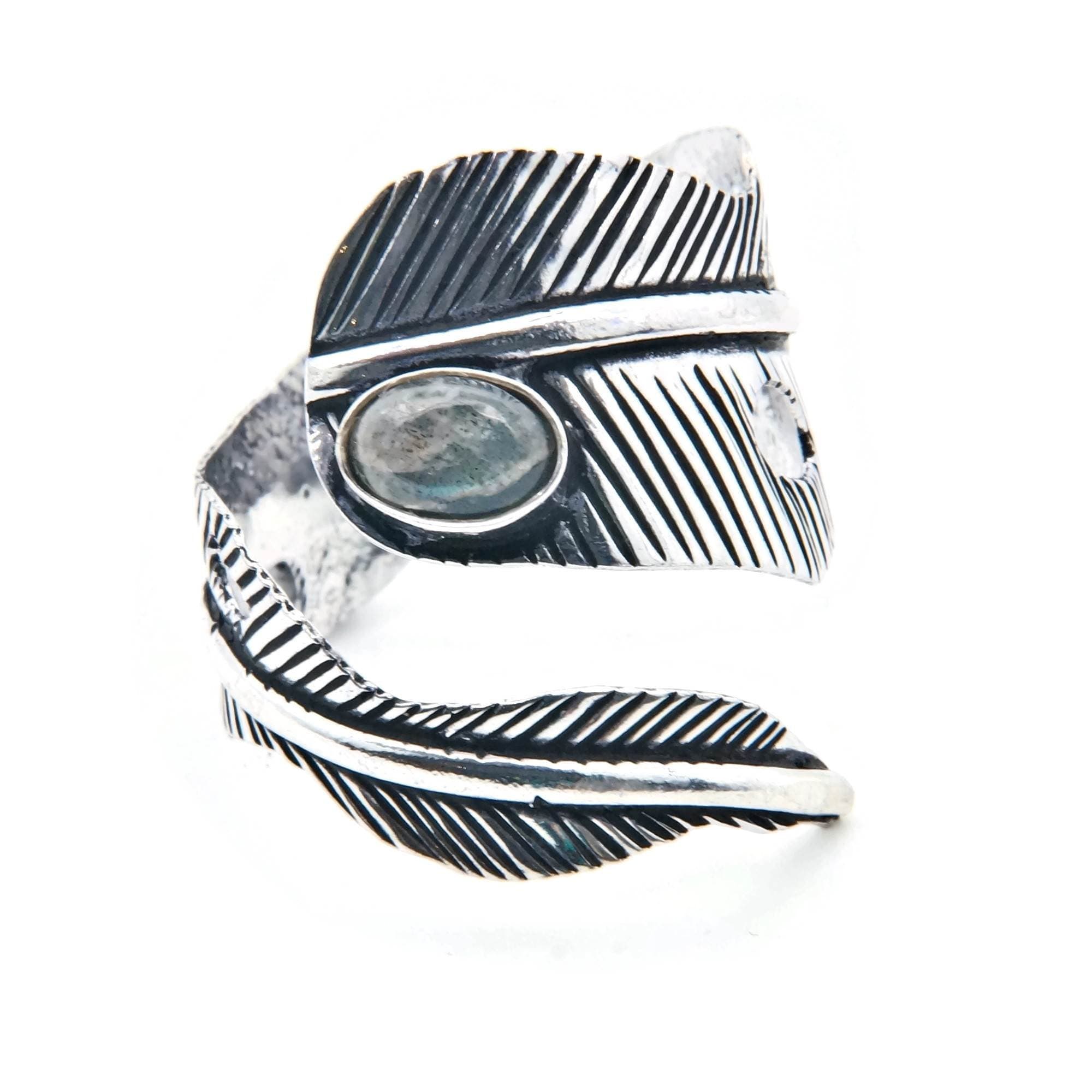 mantraroma Ring silver plated Labradorite adjustable (18)