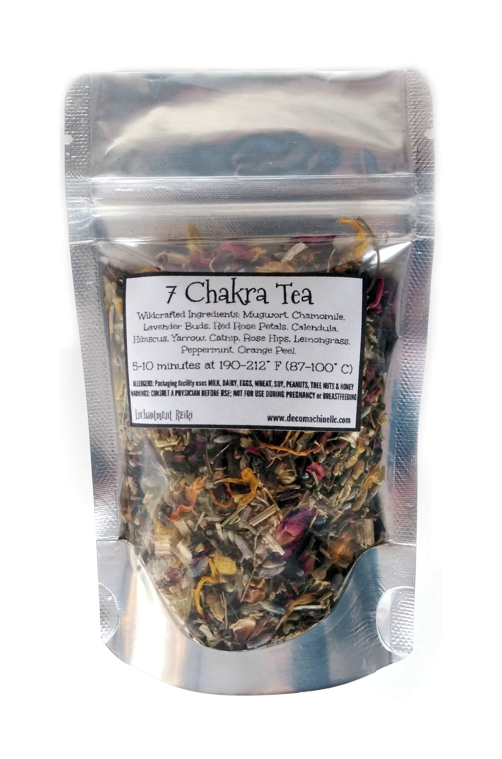 Reiki Charged 7 Chakra Balancing Tea Wildcrafted Loose Leaf Dried Herbs Shaman Lucid Dreaming Sleep Calming Relaxing 0.5 oz bag Small Sample Tea