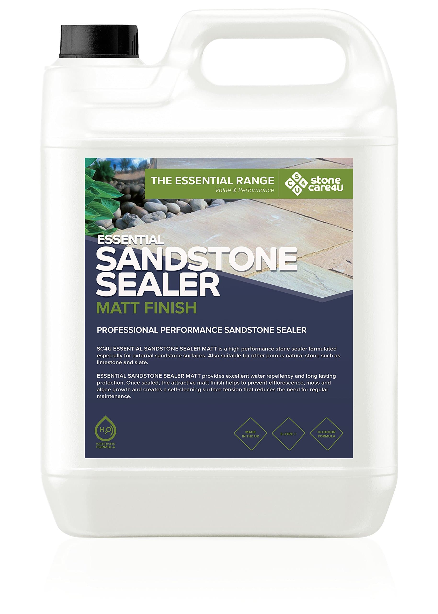 Essential Sandstone Sealer MATT (Dry) Finish - High Performance Quick Drying Formula - Long-Lasting 'Invisible' Finish. Easy to Apply Indian Sandstone Patio & Paving Sealant (5 Litre)