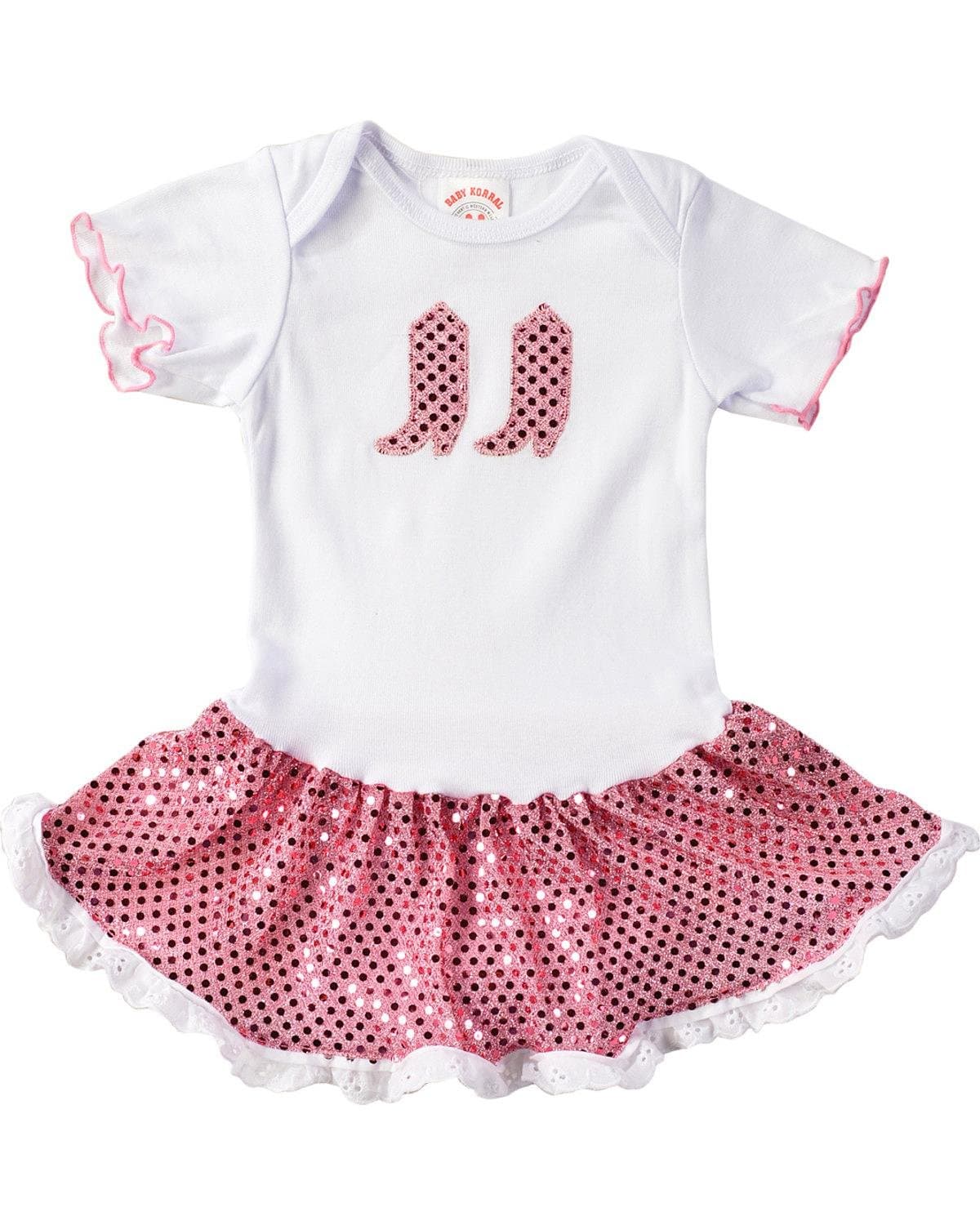 Kiddie Korral Infant-Girls' Sequin Boot And Skirt Bodysuit Dress 6M-24M Pink X-Small