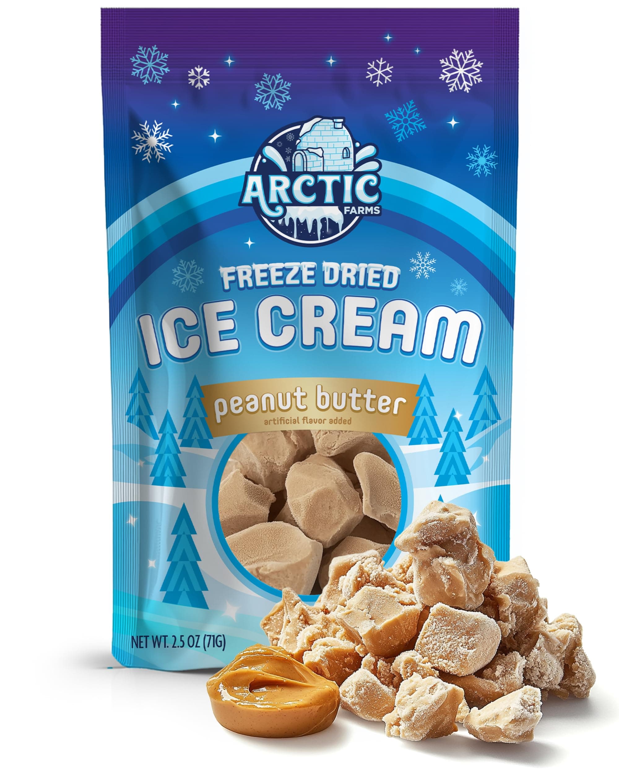 Arctic Farms Freeze Dried Ice Cream Bits Bagged and Boxed - Does Not Melt (Peanut Butter, 2.5oz)