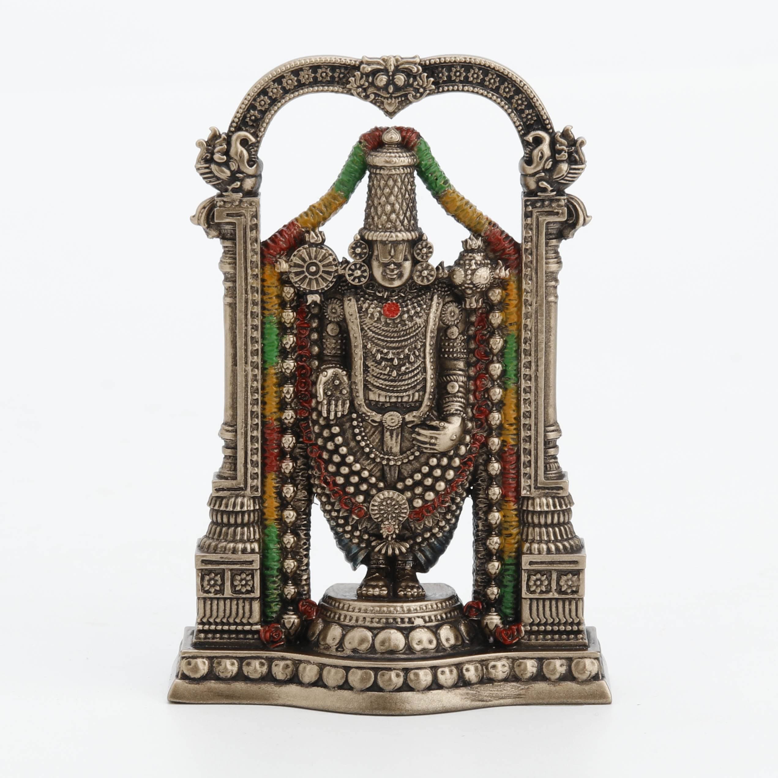 3 3/8" Lord Balaji Venkateswara Hindu God Resin Sculpture Idol