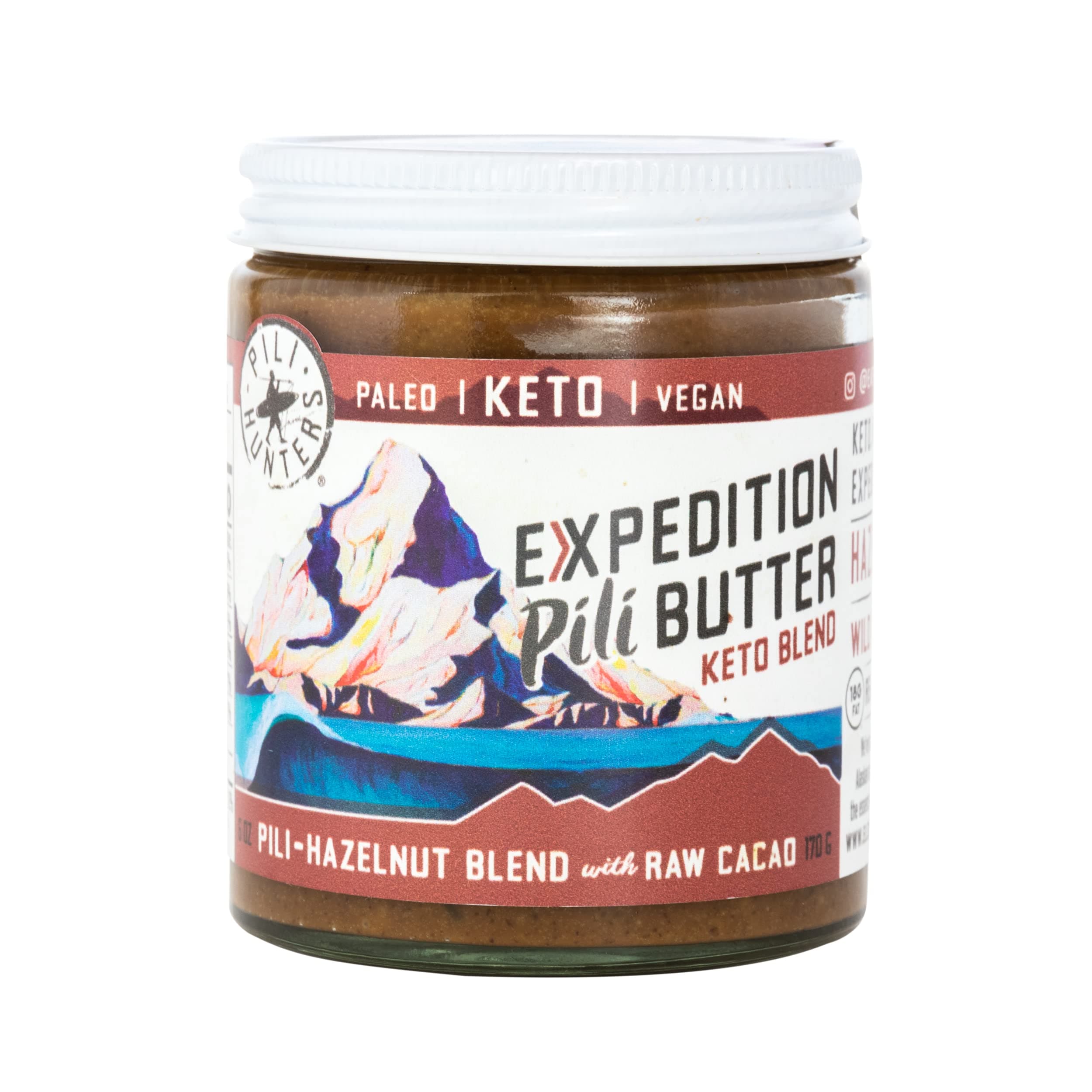 Pili Hunters - Expedition Butter - Pili-Hazelnut Butter Spread (6oz. Jar) Keto/Paleo/Vegan, Low Carb Energy, Ketogenic Fat, Ketosis Superfood, Gluten/Soy/Dairy Free