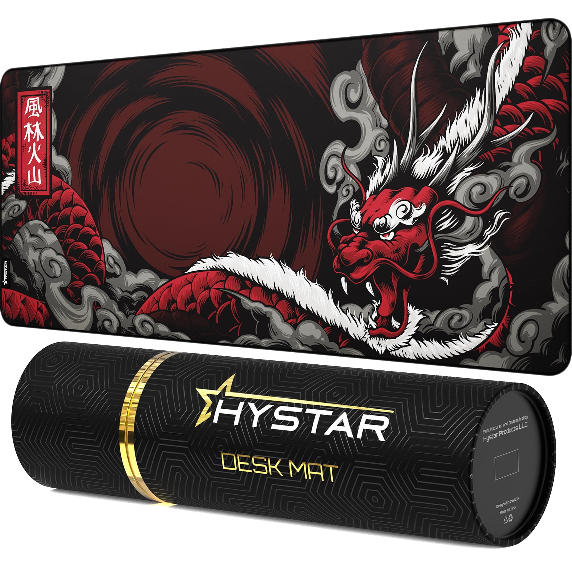 Hystar Extended Gaming Mouse Pad | XXXL 45" x 20" | 5mm Thick, Waterproof Surface, Smooth Polyester Fabric, and Natural Rubber Base | Mythic Dragon