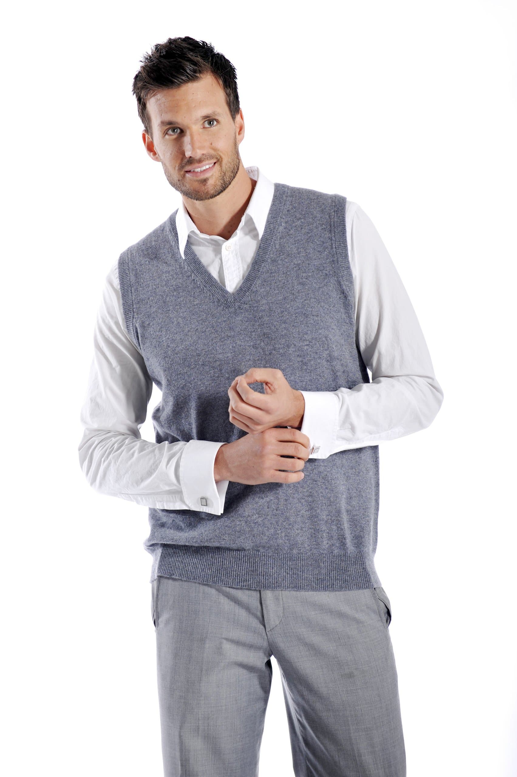 Cashmere Boutique 100% Pure Cashmere Pullover V Neck Sleeveless Sweater for Men – Classic, Vest Style, Soft and Warm Sweater