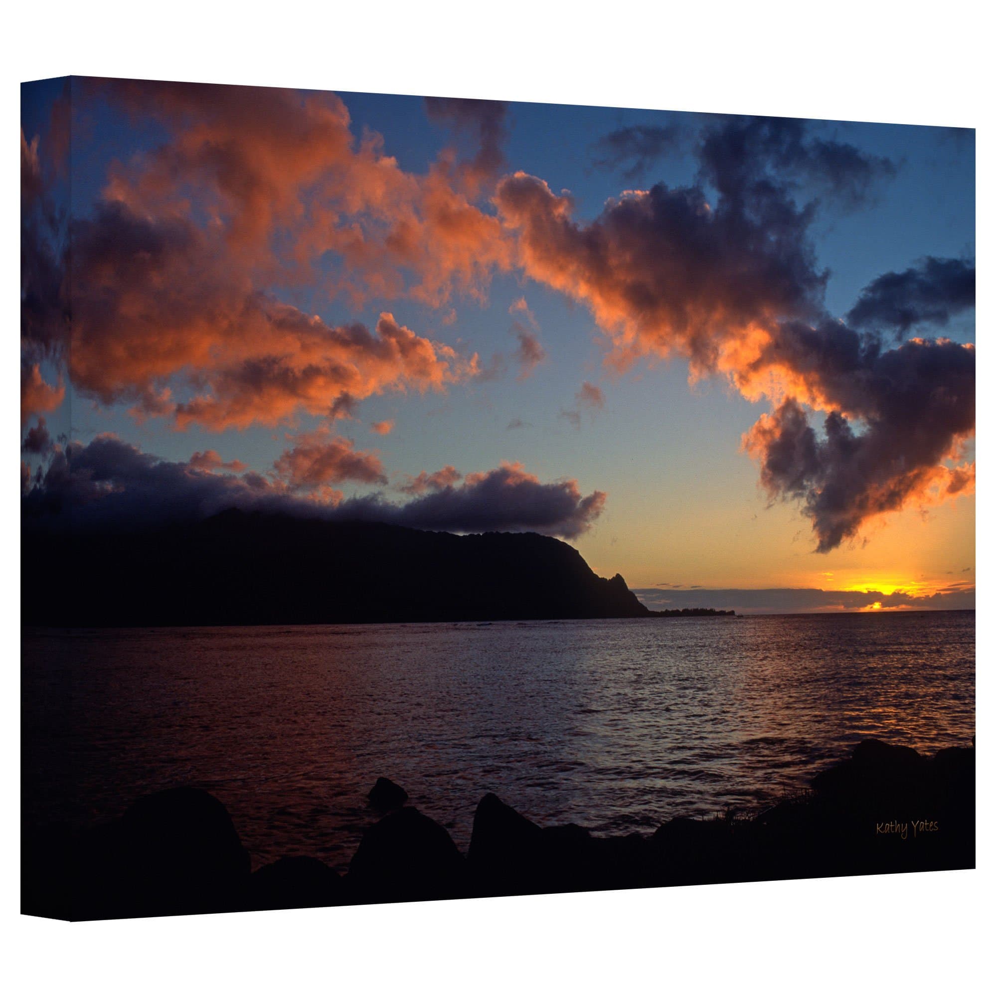 Art Wall Kathy Yates Last Light Over Bali Hai Gallery Wrapped Canvas Art, 16 by 24-Inch