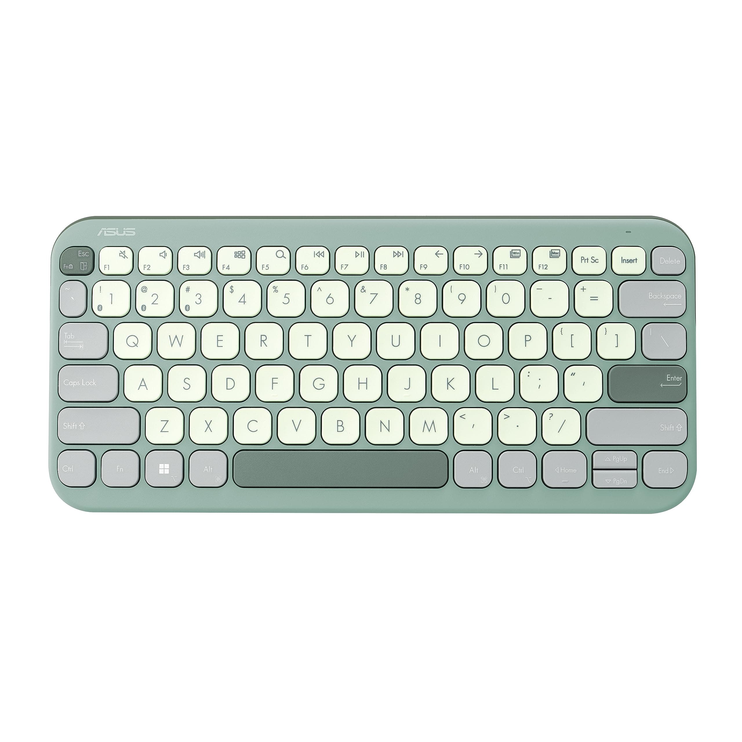 ASUS Marshmallow Kw100 Keyboard, Supports Up to 3 Devices, 1.6Mm Key Travel, Scissor Keys, Compact & Lightweight Keyboard, Bluetooth (Color - Green Tea Latte)