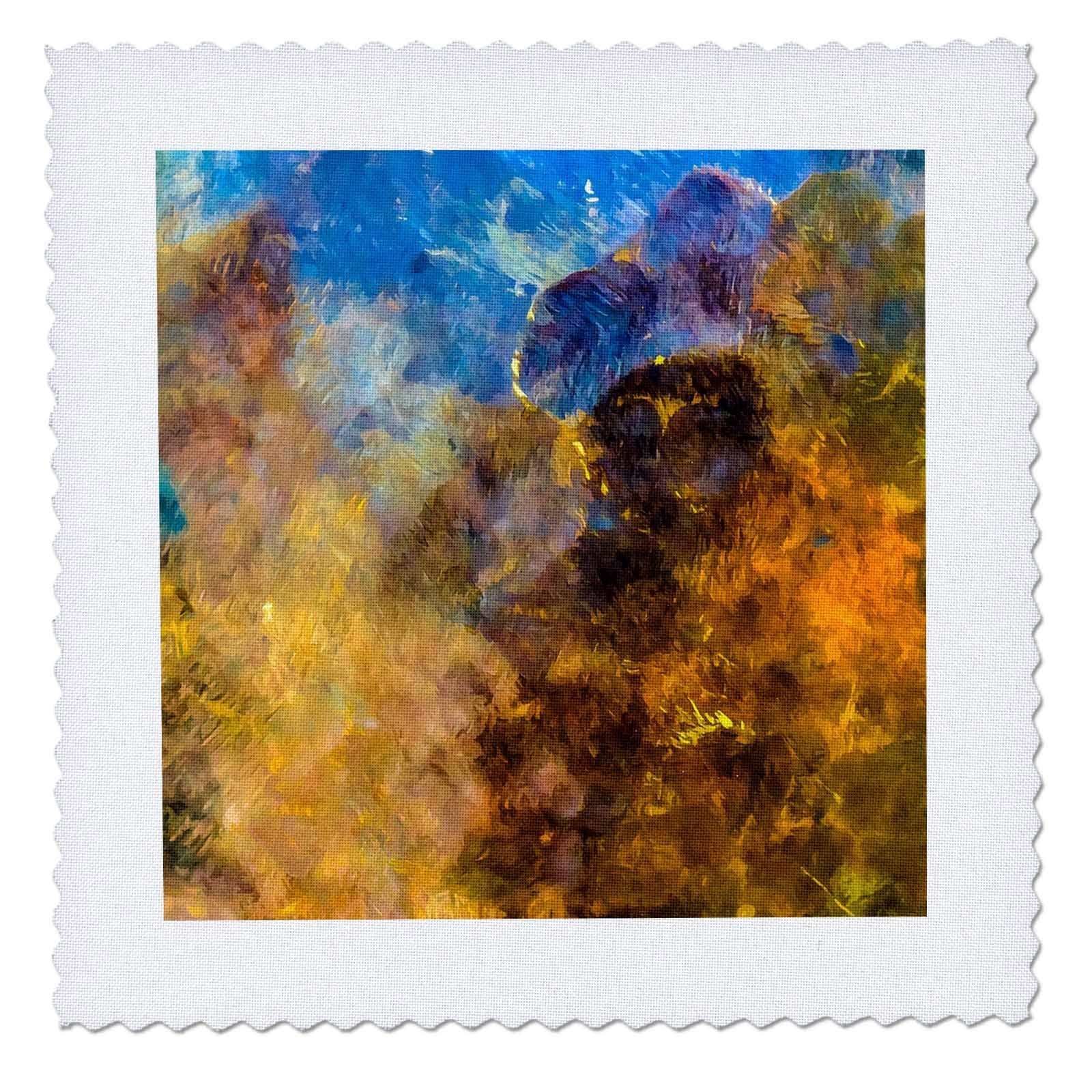 6x6 inch Quilt Square - an Image, a Digital Abstract Painting of a Copper Metal. Reflections Alexis Photo-Art - Abstract