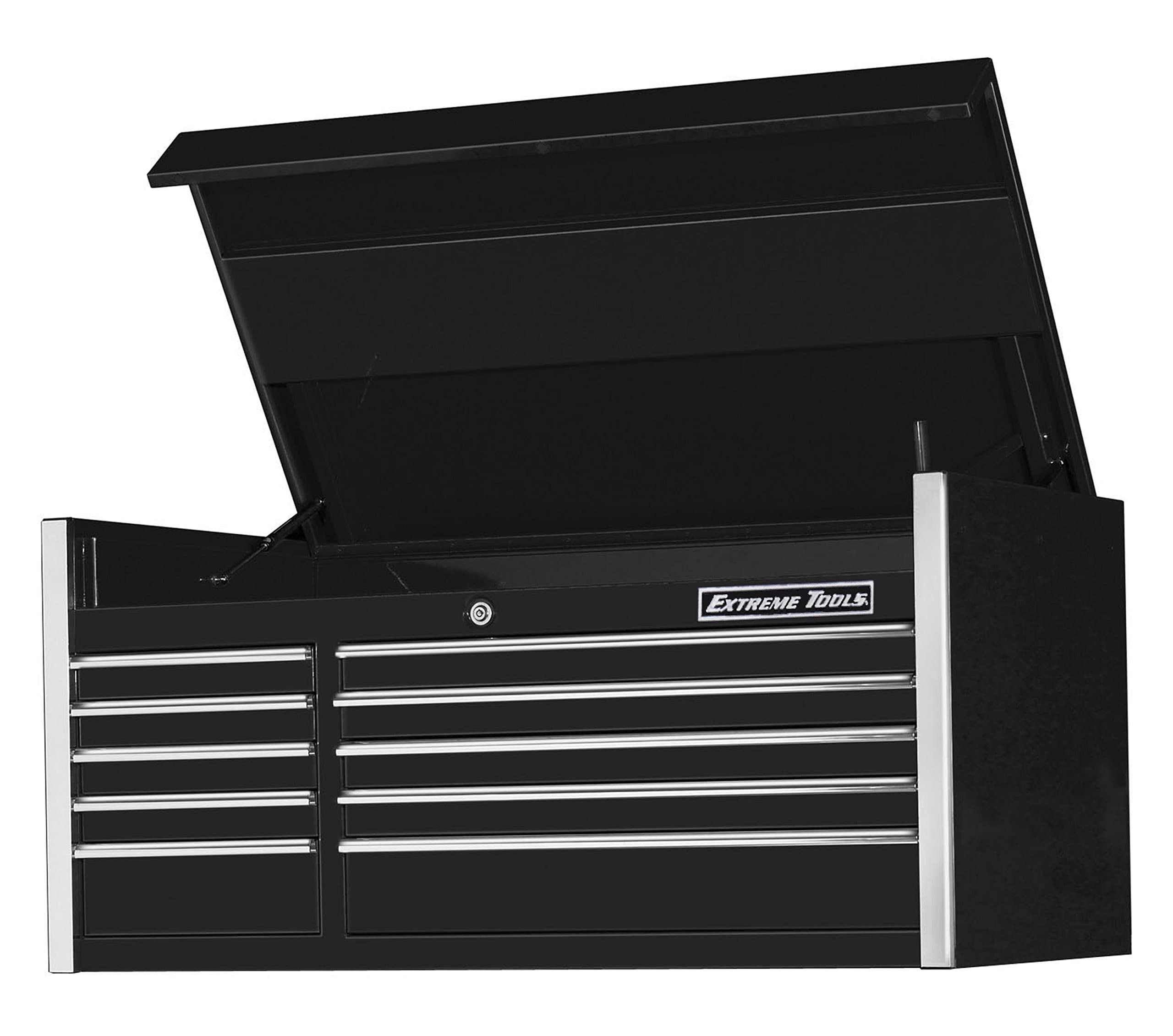 Extreme ToolsEX5510CHBK 10-Drawer Top Chest with Ball Bearing Slides, 55-Inch, Black High Gloss Powder Coat Finish