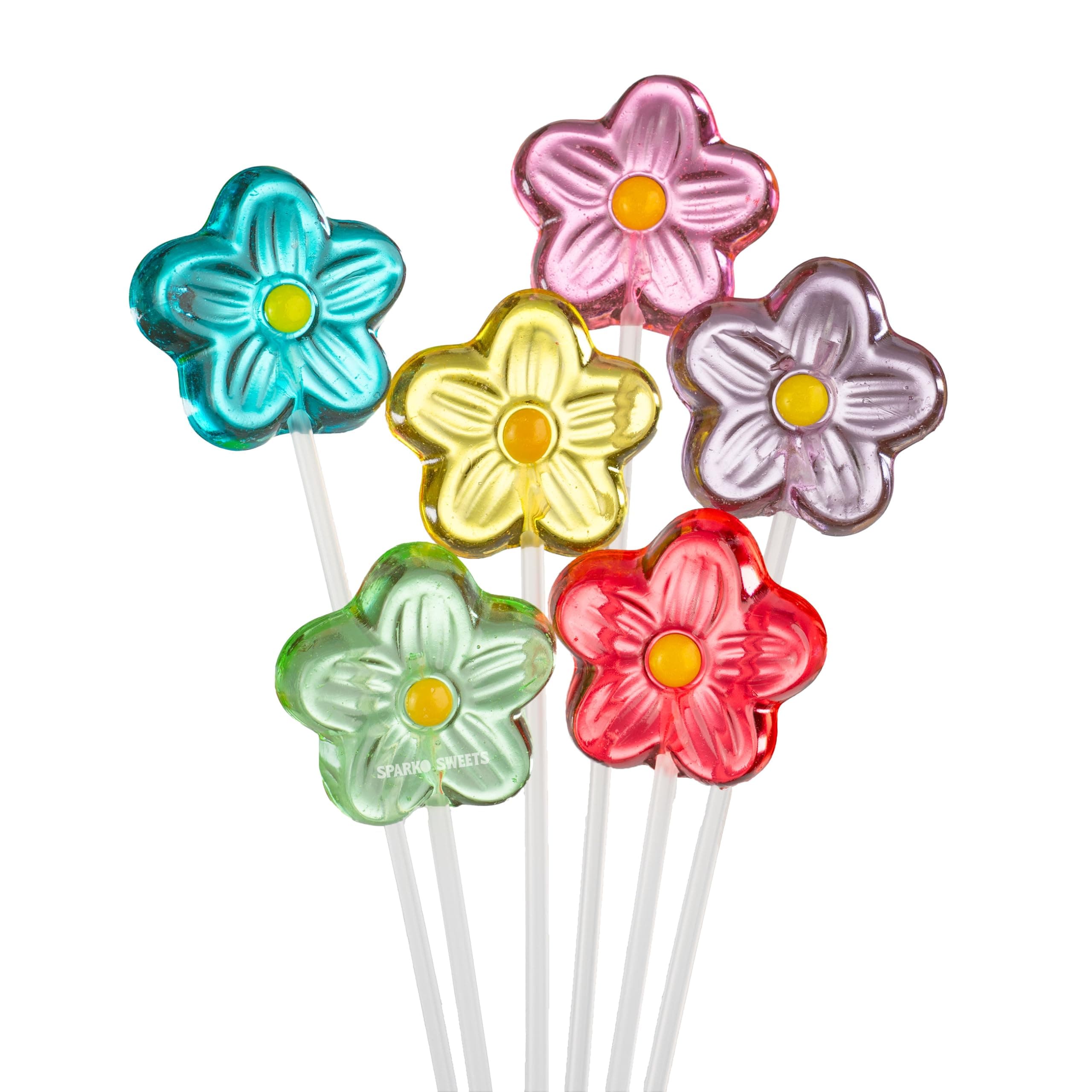 Sparko Sweets Daisy Twinkle Pops Lollipops, 90 Count, 11-Inch Stems, Multi-Flavor & Color, Made in USA β Ideal for Birthday Parties, Weddings, Candy Buffets, Baby Showers, and Holiday Celebrations (Pink, Purple, Red, Blue, Green, Yellow), 4 lbs