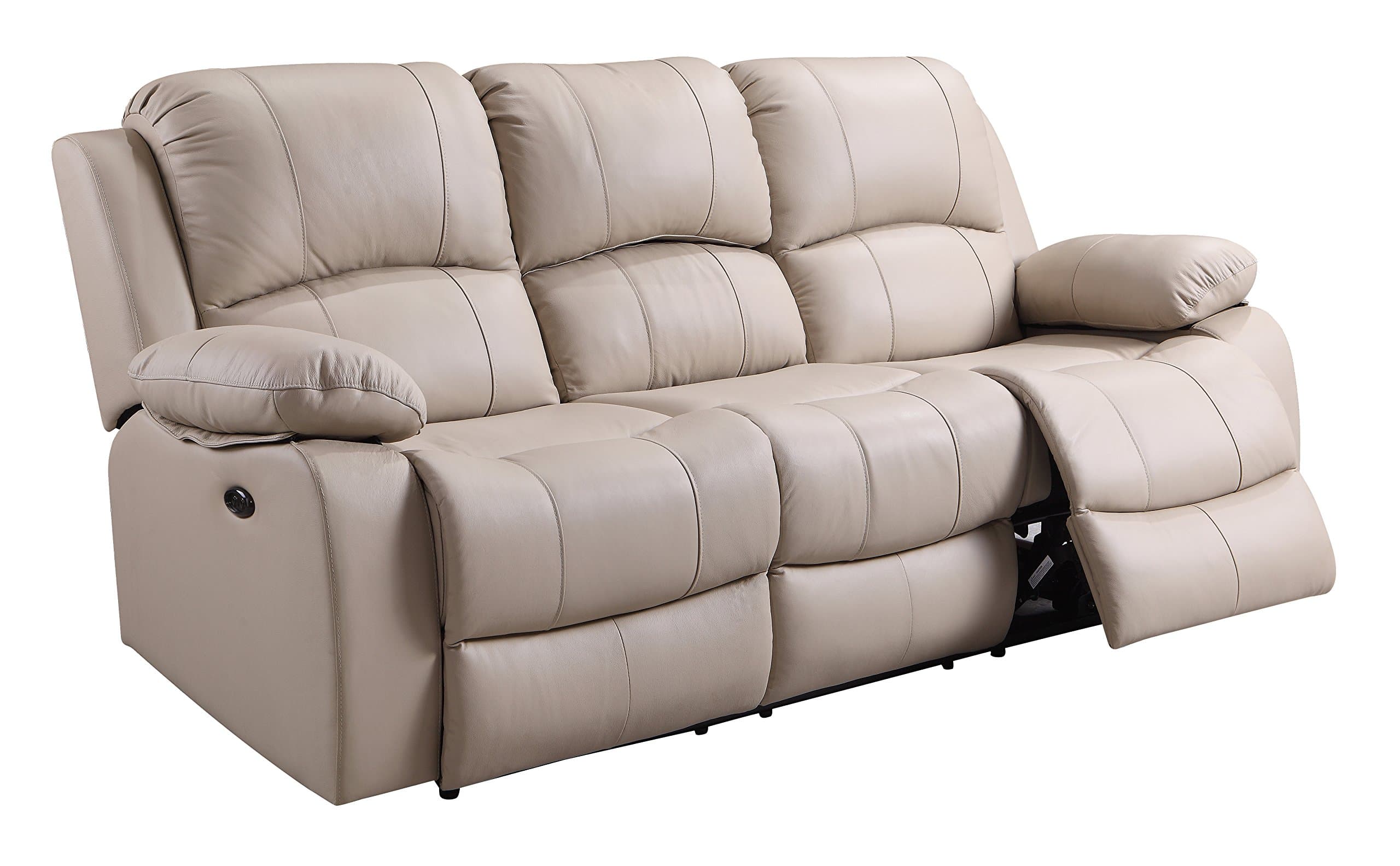 Oliver Pierce Bradley Reclining Leather Sofa, Power, Beige